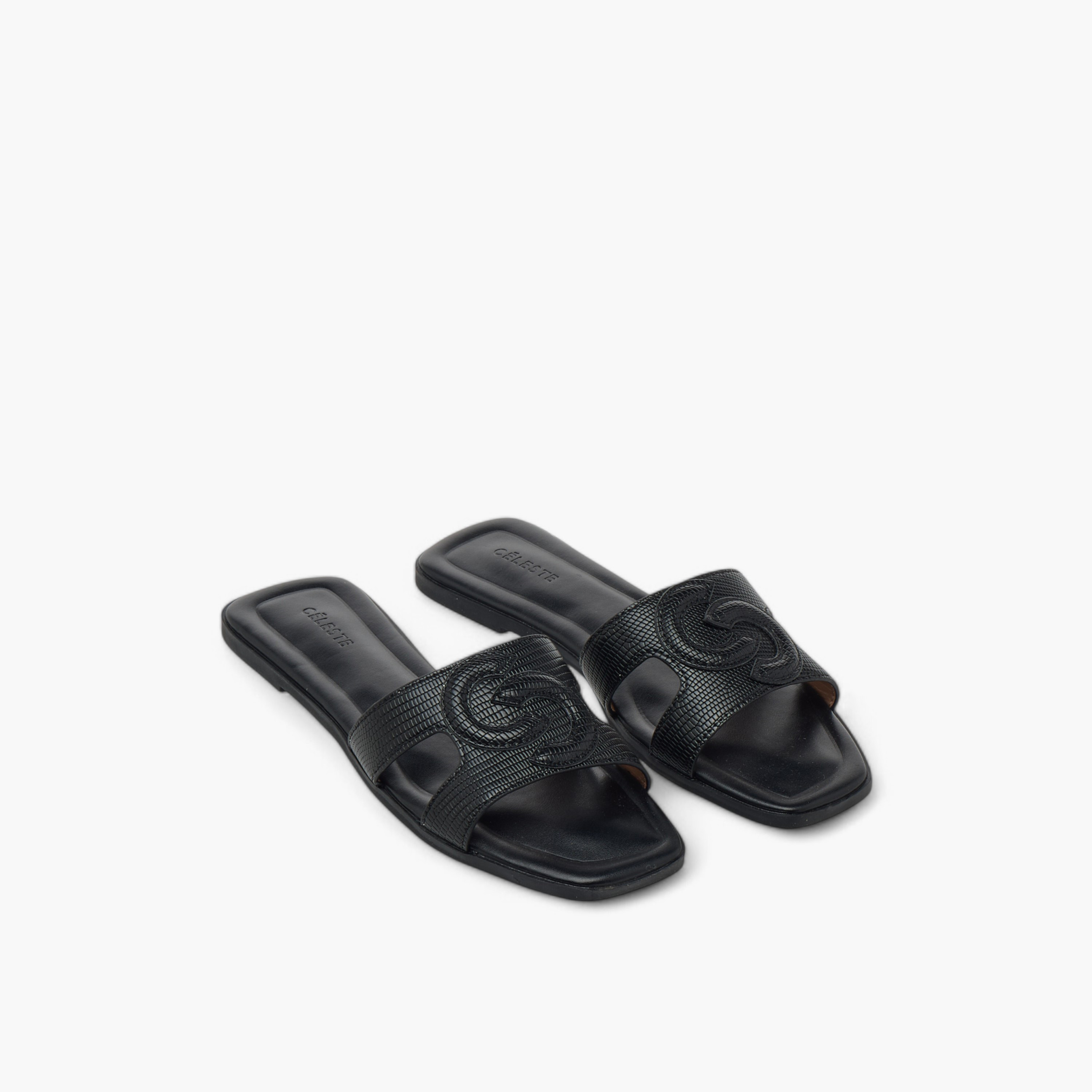 Celeste Women's Logo Embossed Slip-On Sandals-women-shoes-flats-sandals-image-1