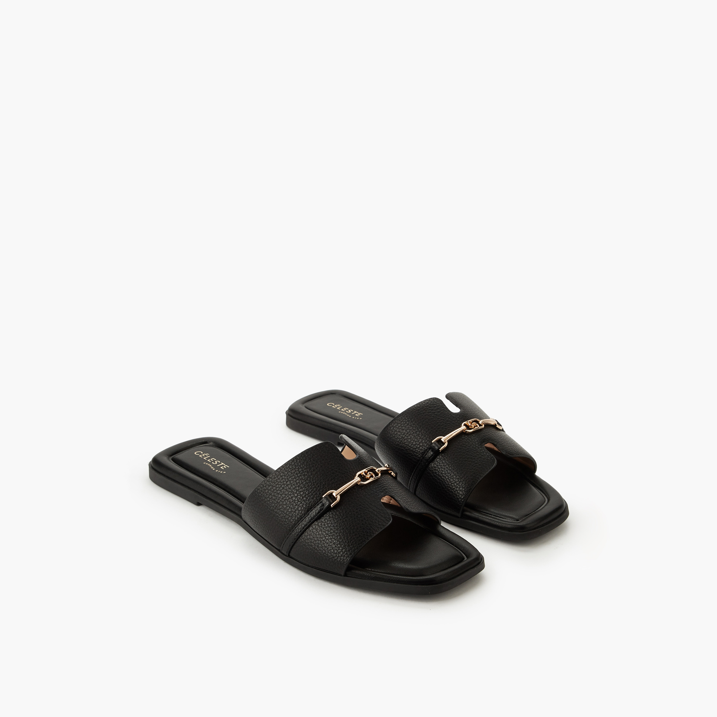 Celeste Women Metal Accent Slip-On Sandals-women-shoes-flats-sandals-image-1