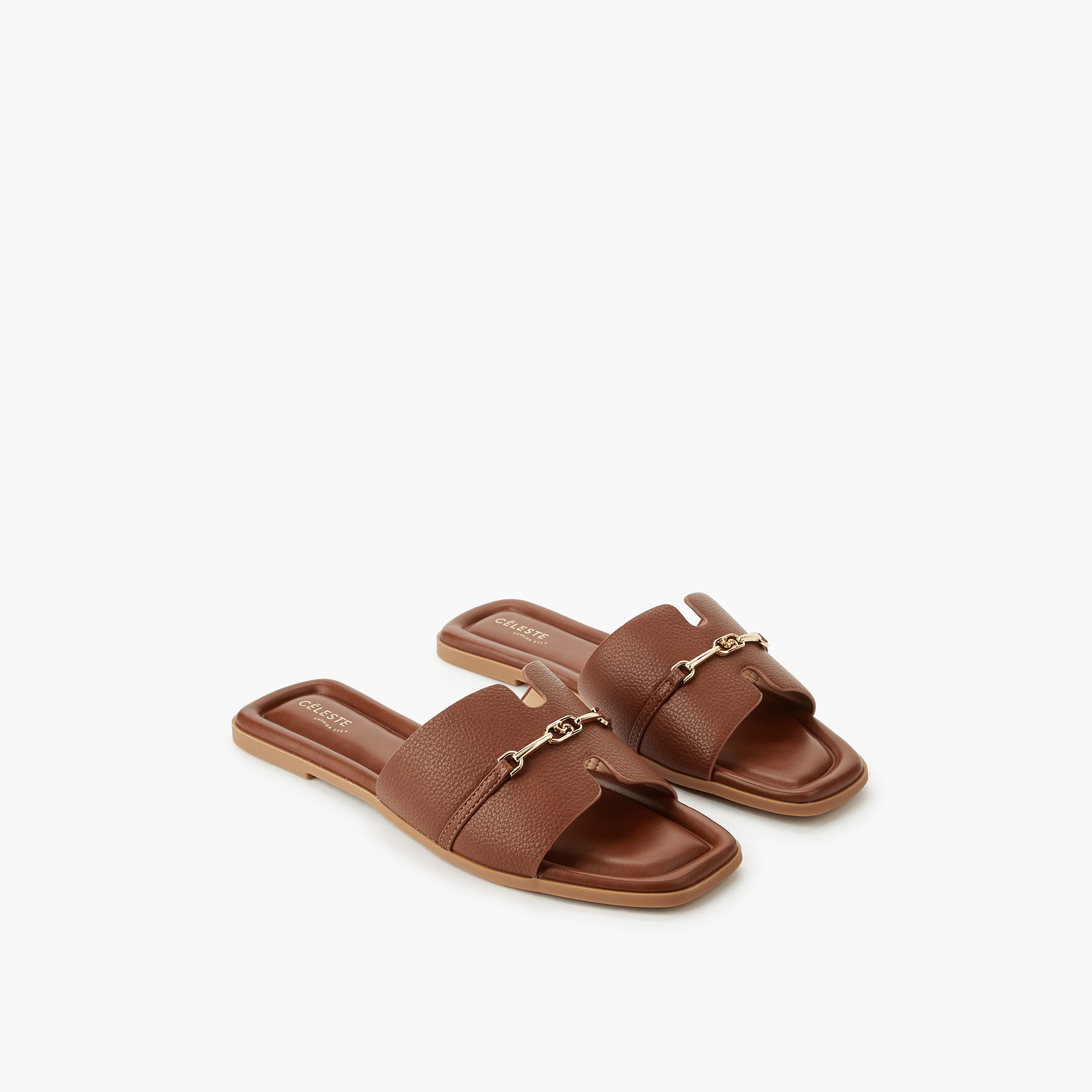 Celeste Women Metal Accent Slip-On Sandals-women-shoes-flats-sandals-image-1