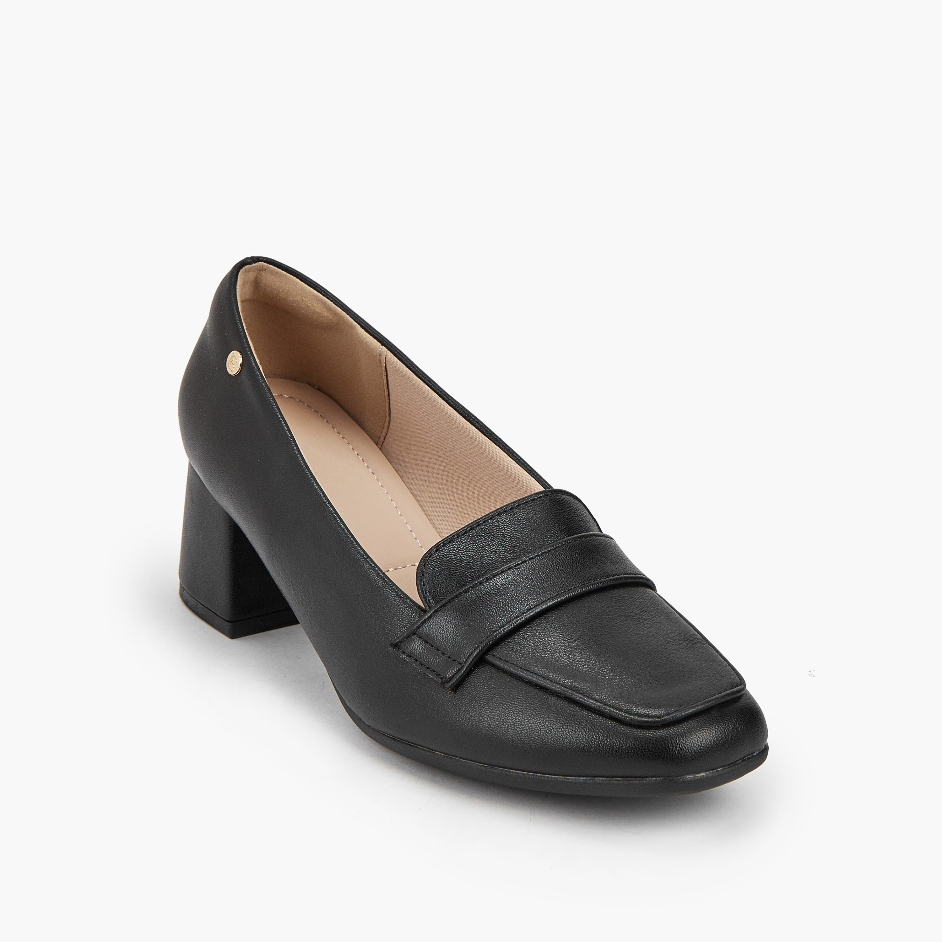 Flora Bella Solid Slip-On Loafers with Block Heel-women-shoes-heels-image-2