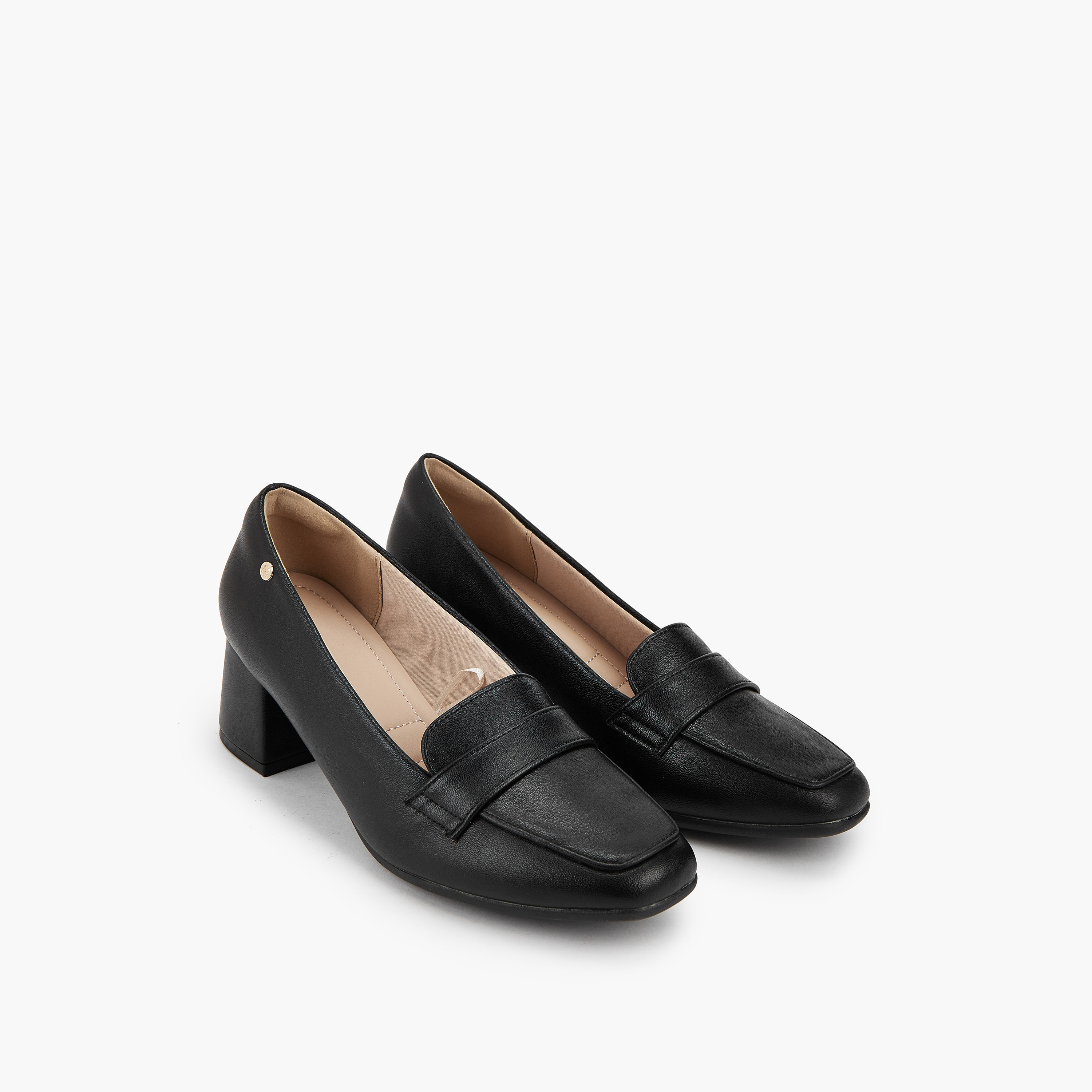 Flora Bella Solid Slip-On Loafers with Block Heel-women-shoes-heels-image-1