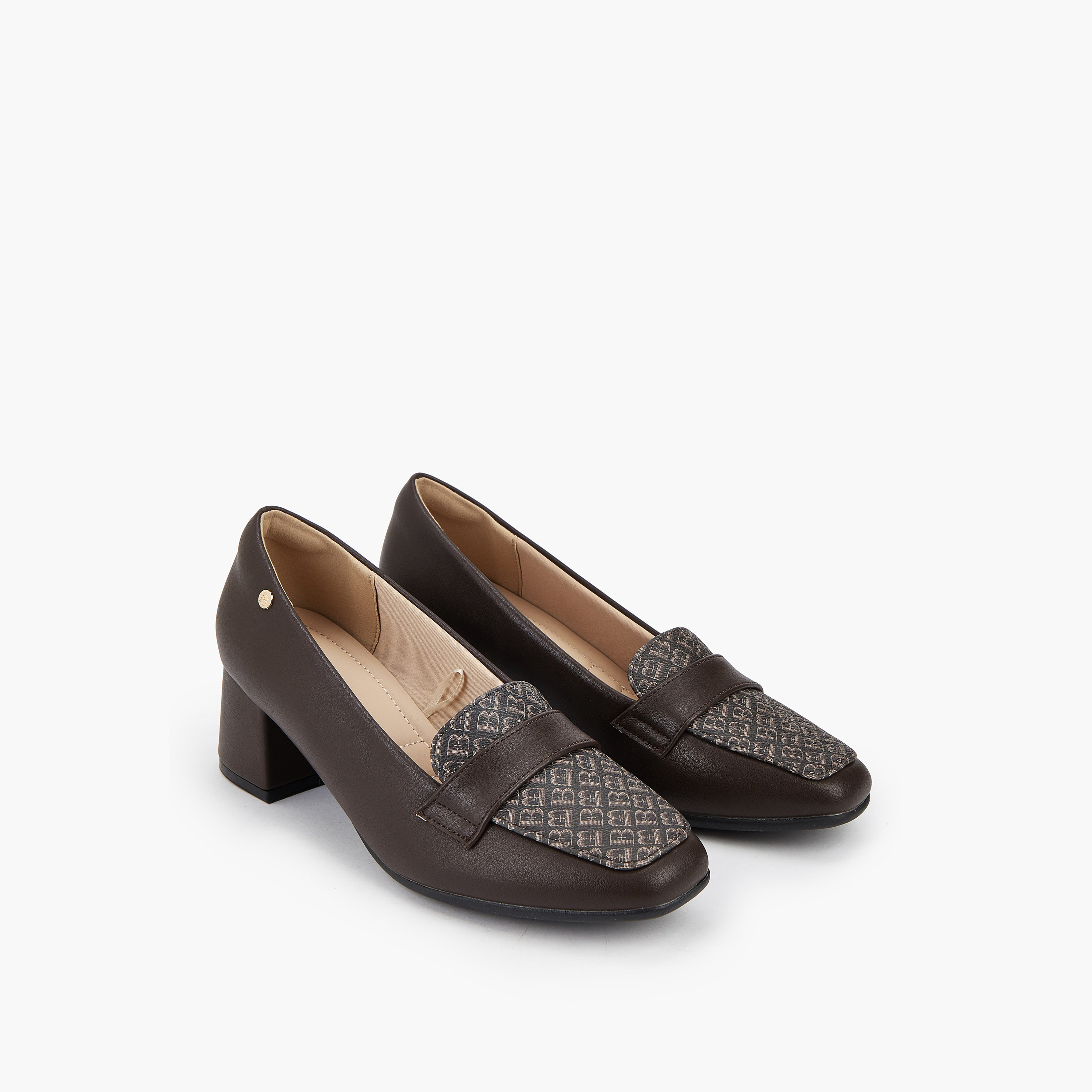 Flora Bella Monogram Print Slip-On Loafers with Block Heel-women-shoes-heels-image-1