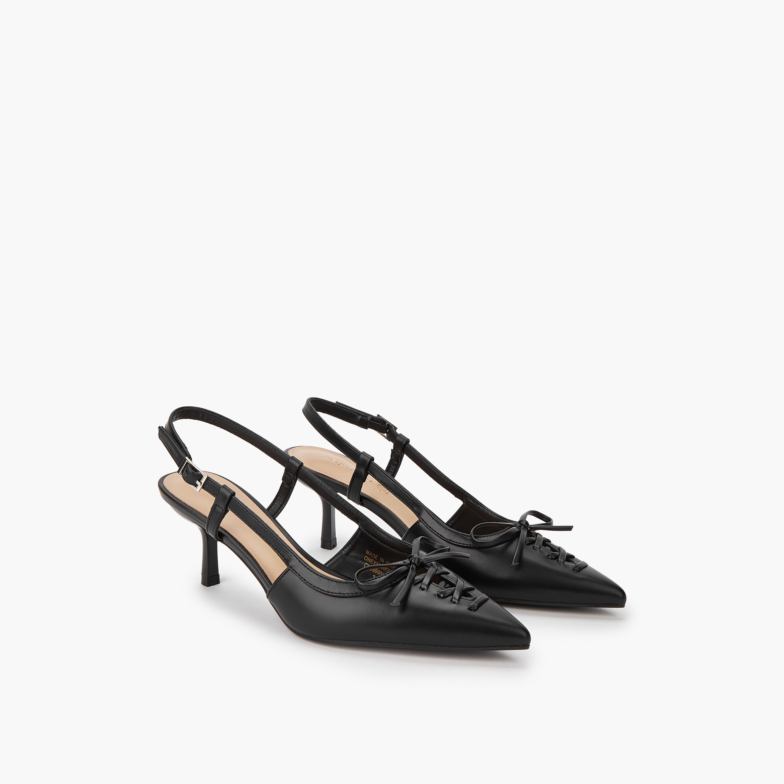Paprika Bow Accent Shoes with Buckle Closure and Kitten Heels-women-shoes-sandals-heeled-image-1