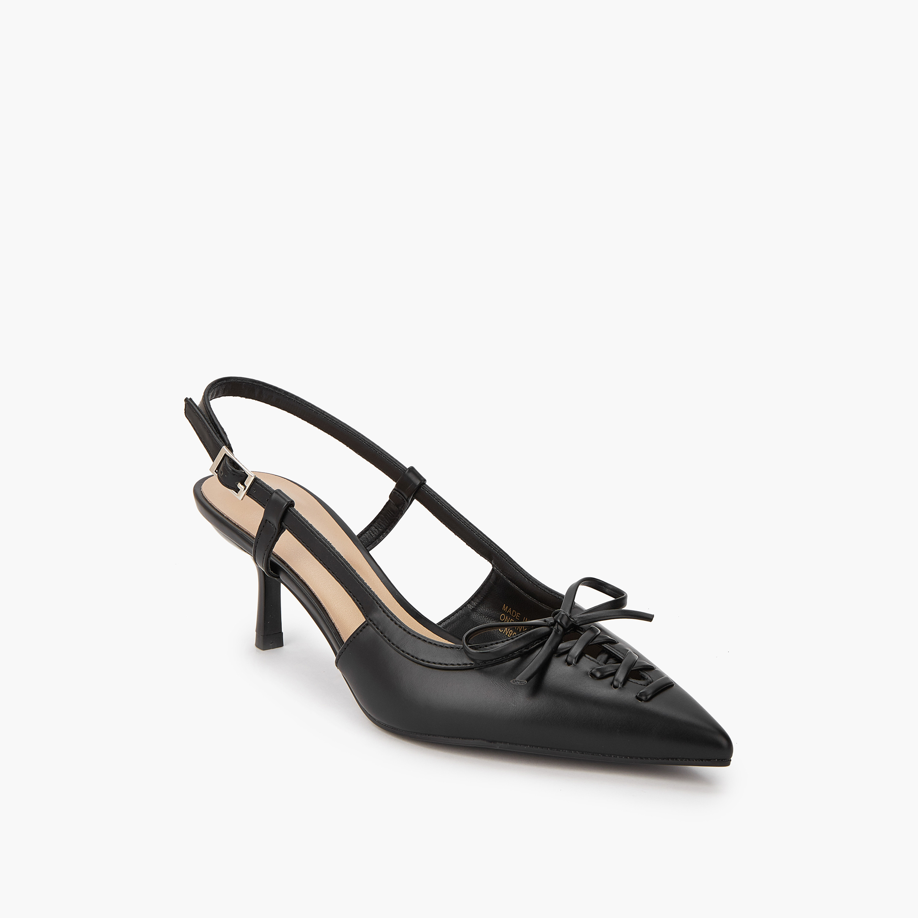 Paprika Bow Accent Shoes with Buckle Closure and Kitten Heels-women-shoes-sandals-heeled-image-2