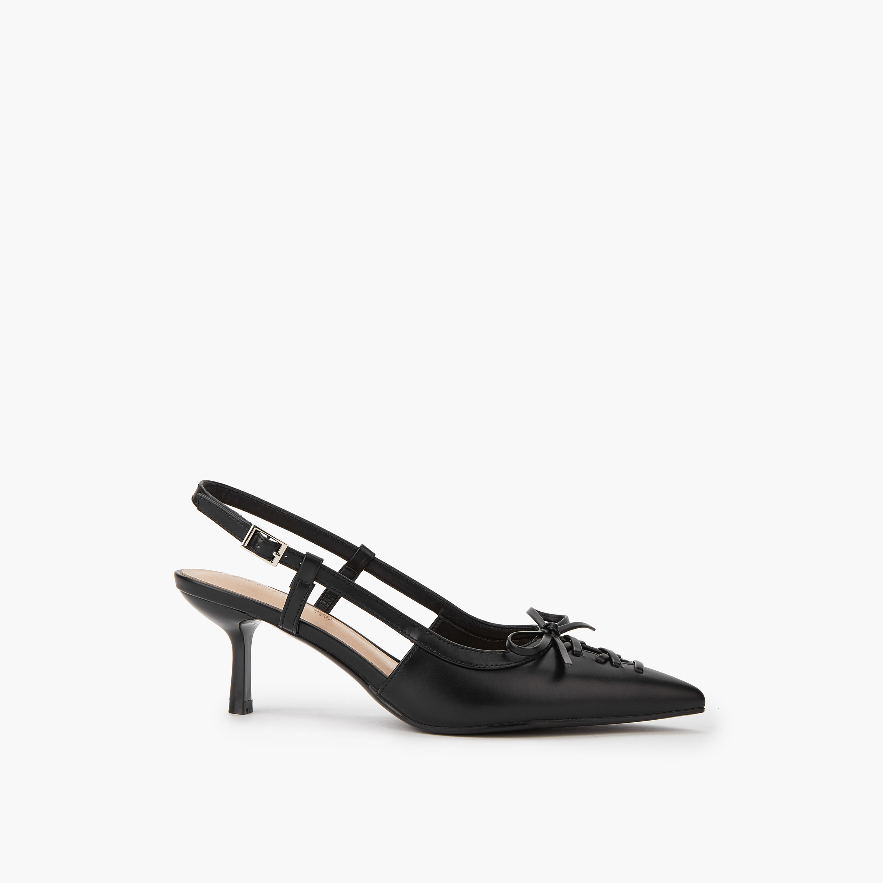 Paprika Bow Accent Shoes with Buckle Closure and Kitten Heels-women-shoes-sandals-heeled-image-3
