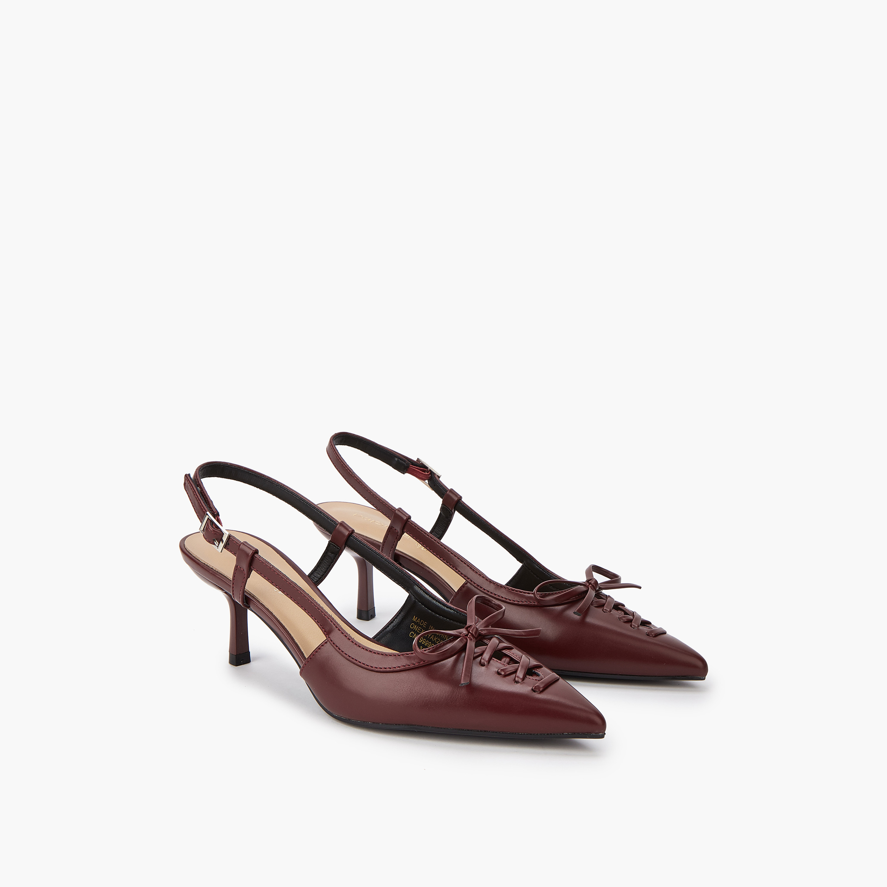 Paprika Bow Accent Shoes with Buckle Closure and Kitten Heels-women-shoes-sandals-heeled-image-1