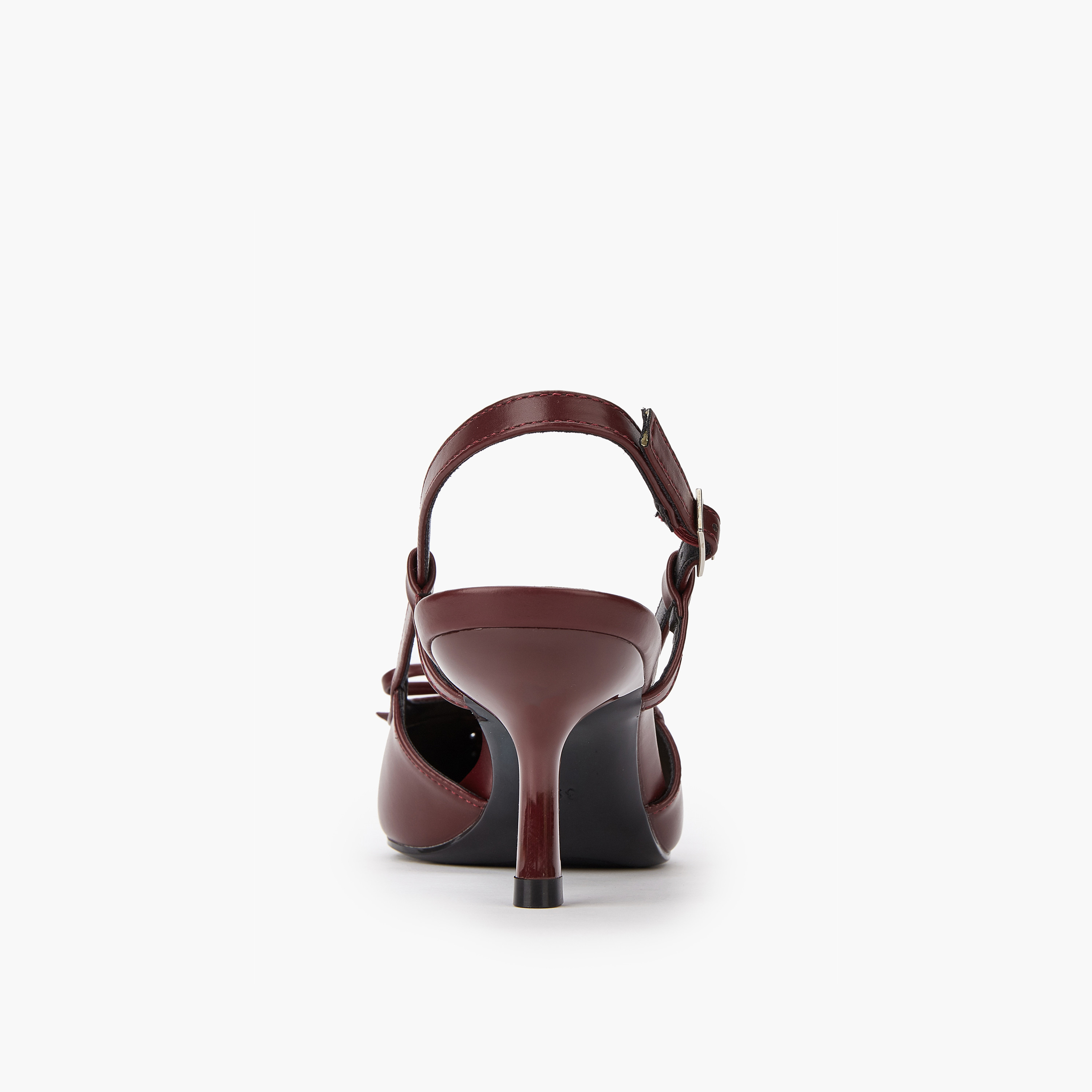 Paprika Bow Accent Shoes with Buckle Closure and Kitten Heels-women-shoes-sandals-heeled-image-5