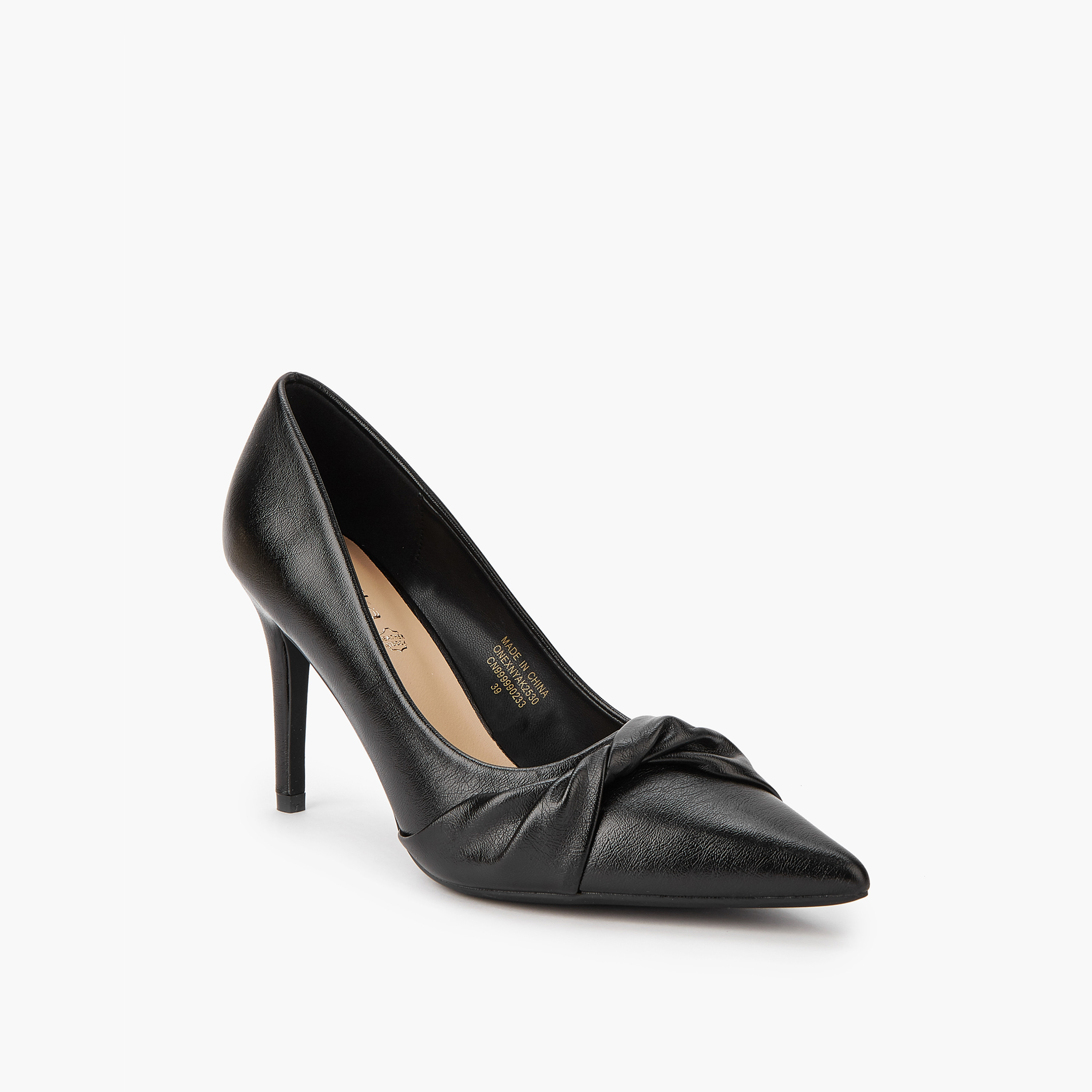 Paprika Knot Accent Slip-On Pumps with Stiletto Heels-women-shoes-heels-image-1