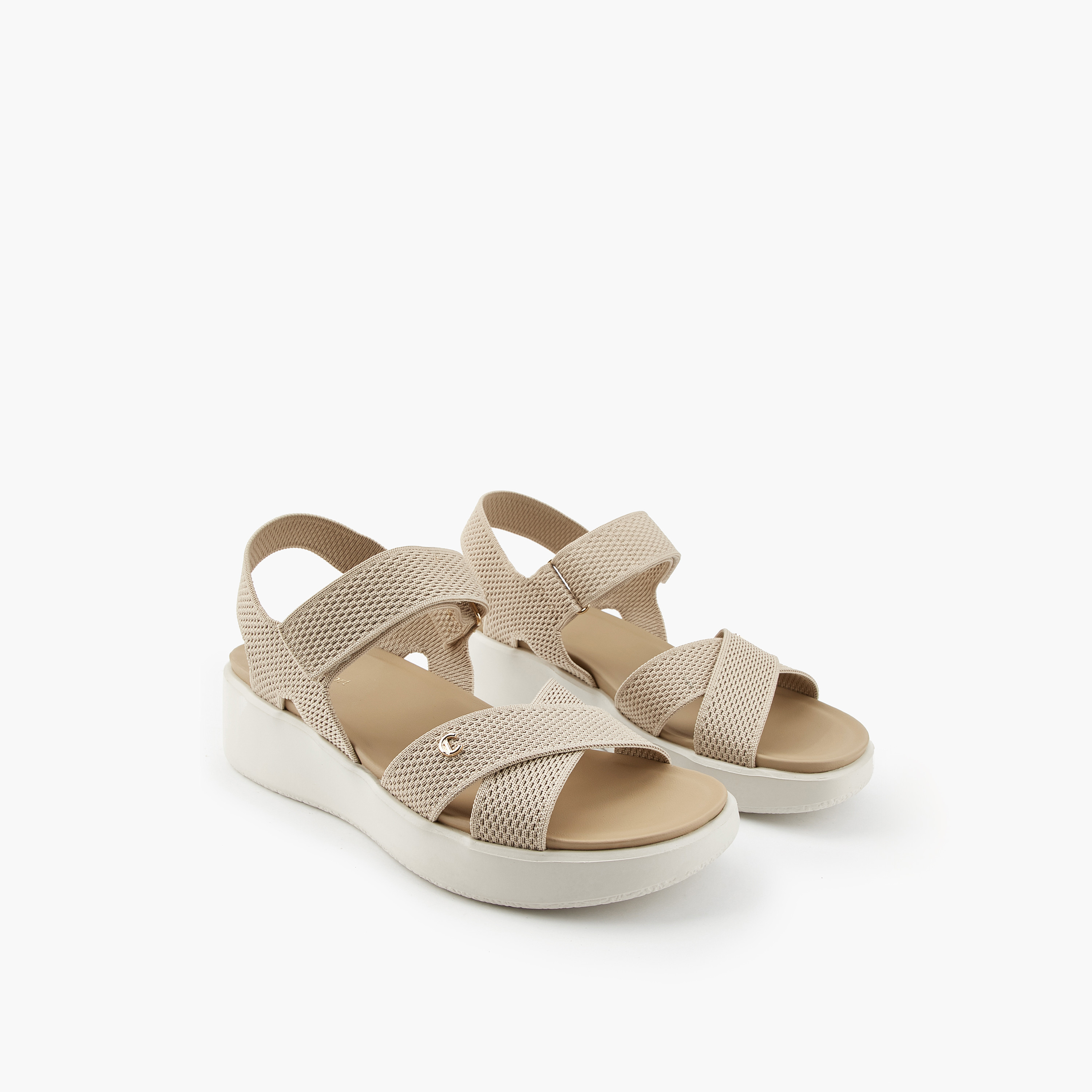 Le Confort Women Cross Strap Flyknit Sandals-women-shoes-sandals-heeled-image-1