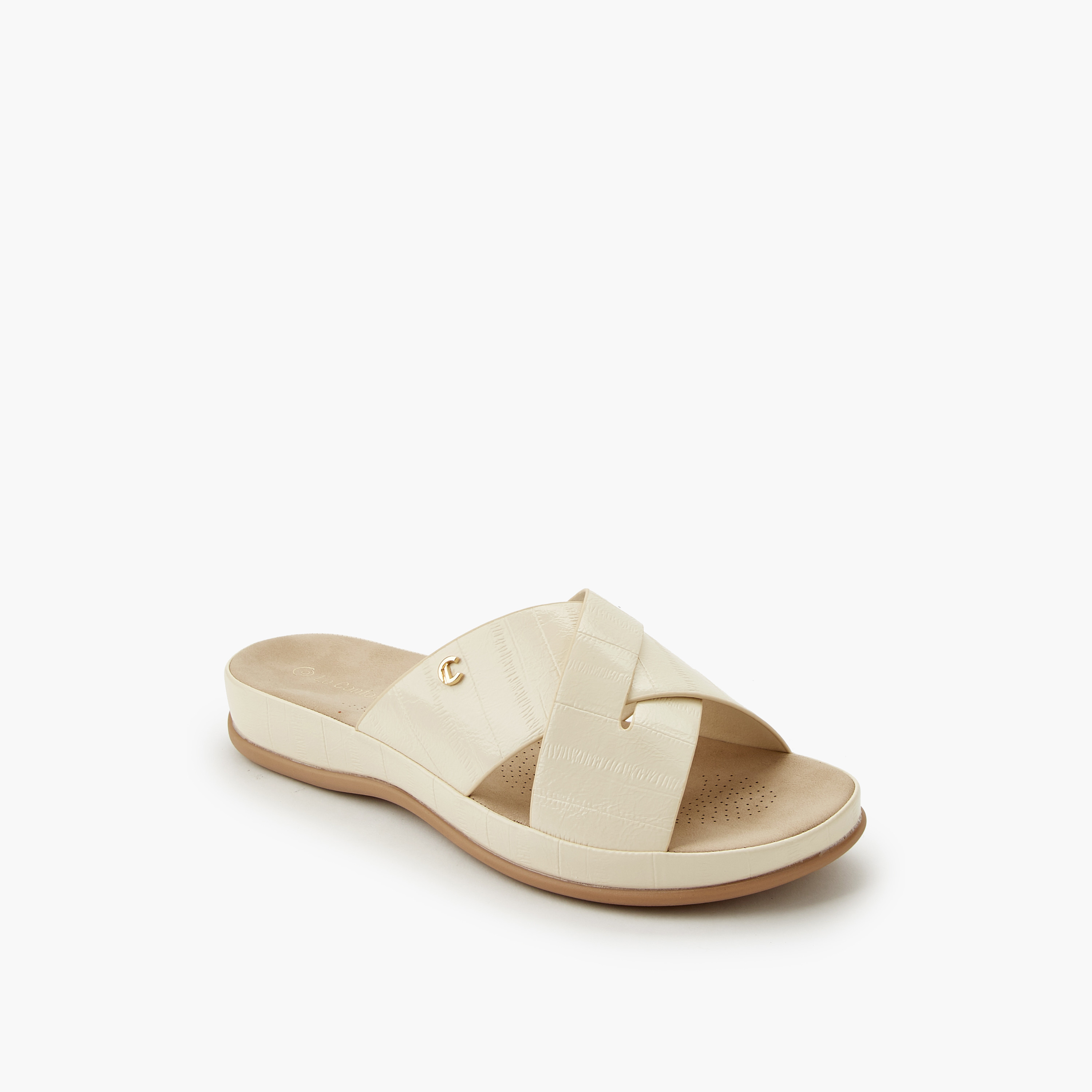 صندل بارز الملمس بحزام متقاطع للنساء من لو كونفورت-women-shoes-flats-sandals-image-5