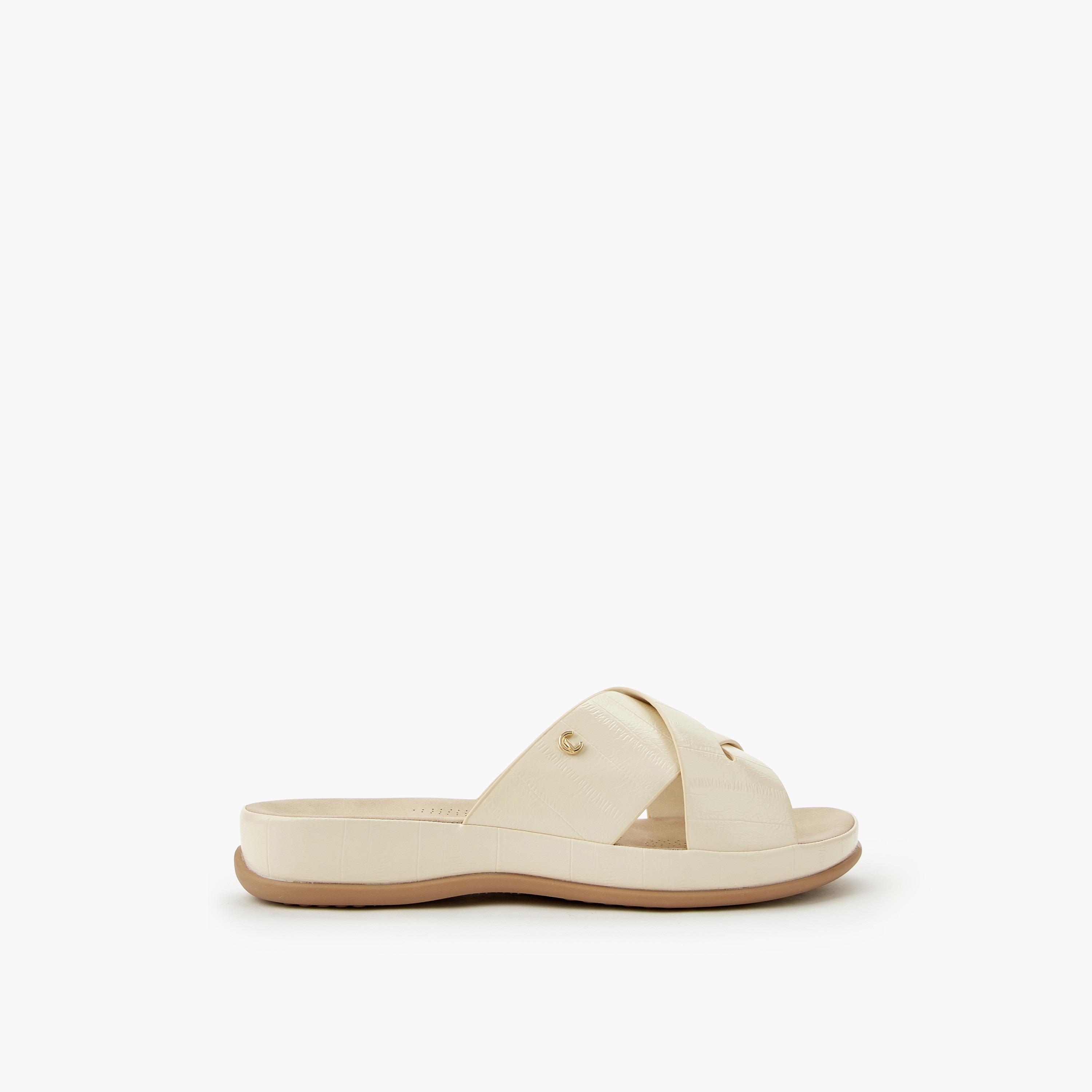 صندل بارز الملمس بحزام متقاطع للنساء من لو كونفورت-women-shoes-flats-sandals-image-4