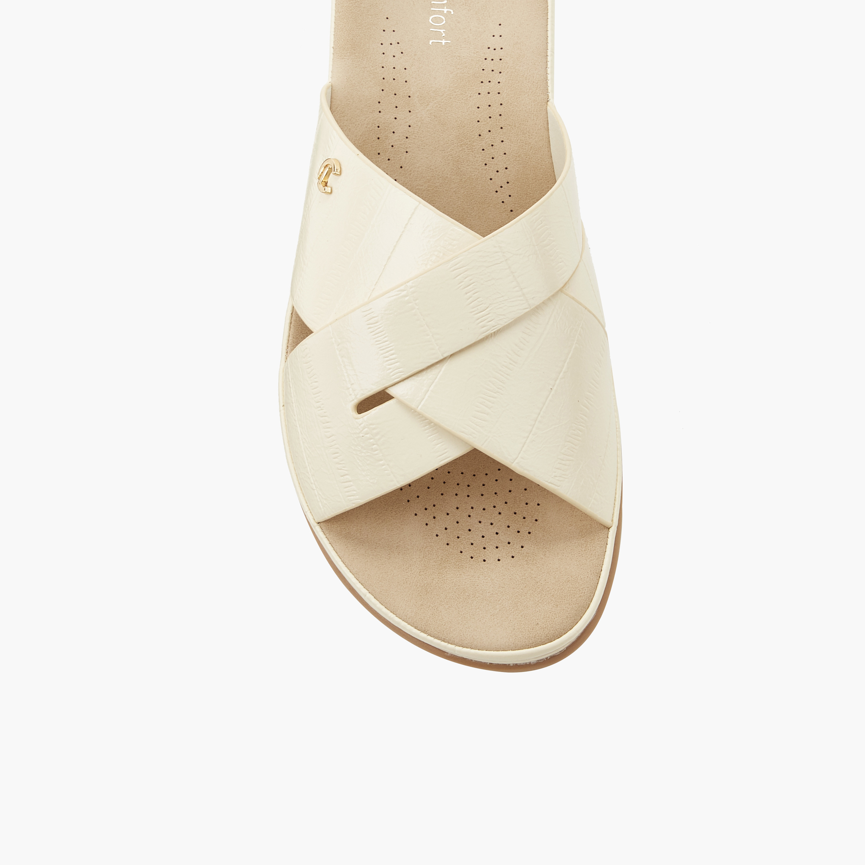 صندل بارز الملمس بحزام متقاطع للنساء من لو كونفورت-women-shoes-flats-sandals-image-3