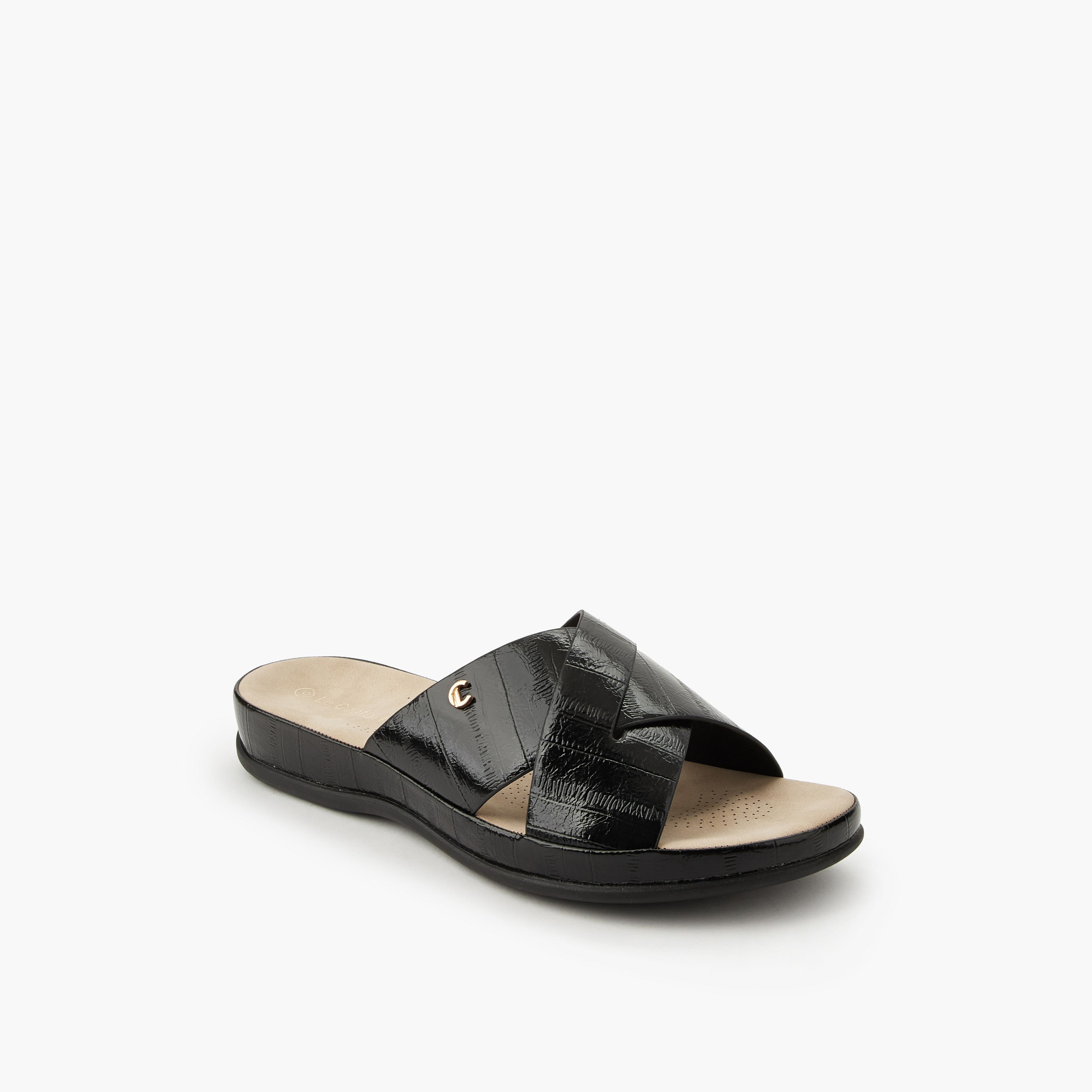 Le Confort Women Textured Cross Strap Sandals-women-shoes-flats-sandals-image-2