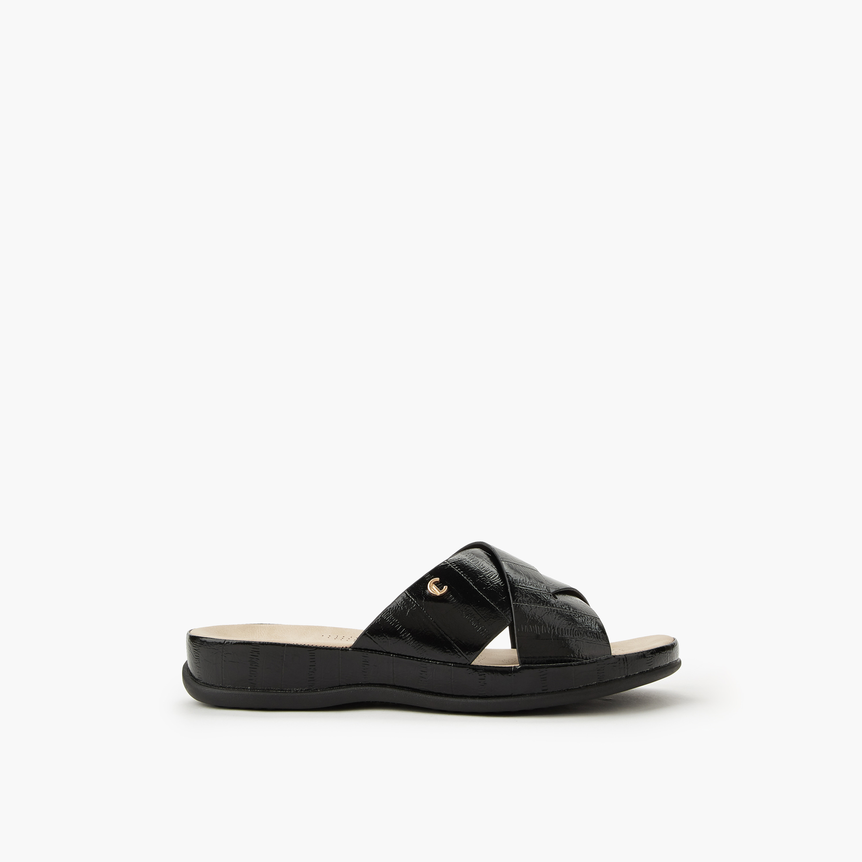 Le Confort Women Textured Cross Strap Sandals-women-shoes-flats-sandals-image-3