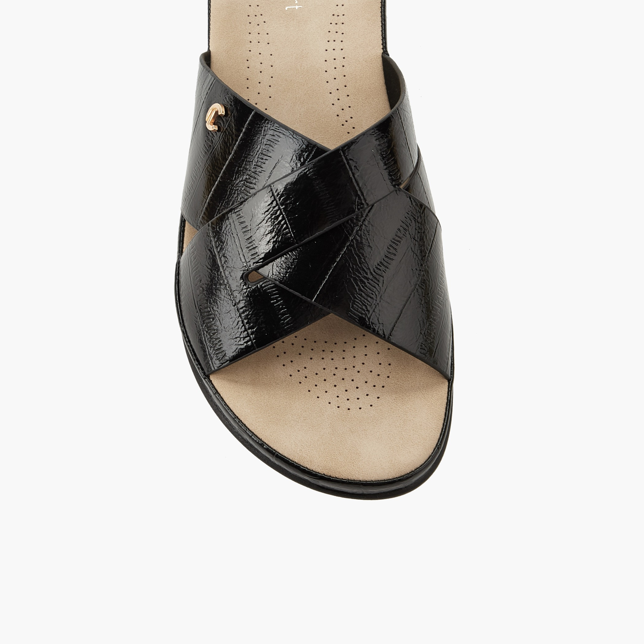 Le Confort Women Textured Cross Strap Sandals-women-shoes-flats-sandals-image-4