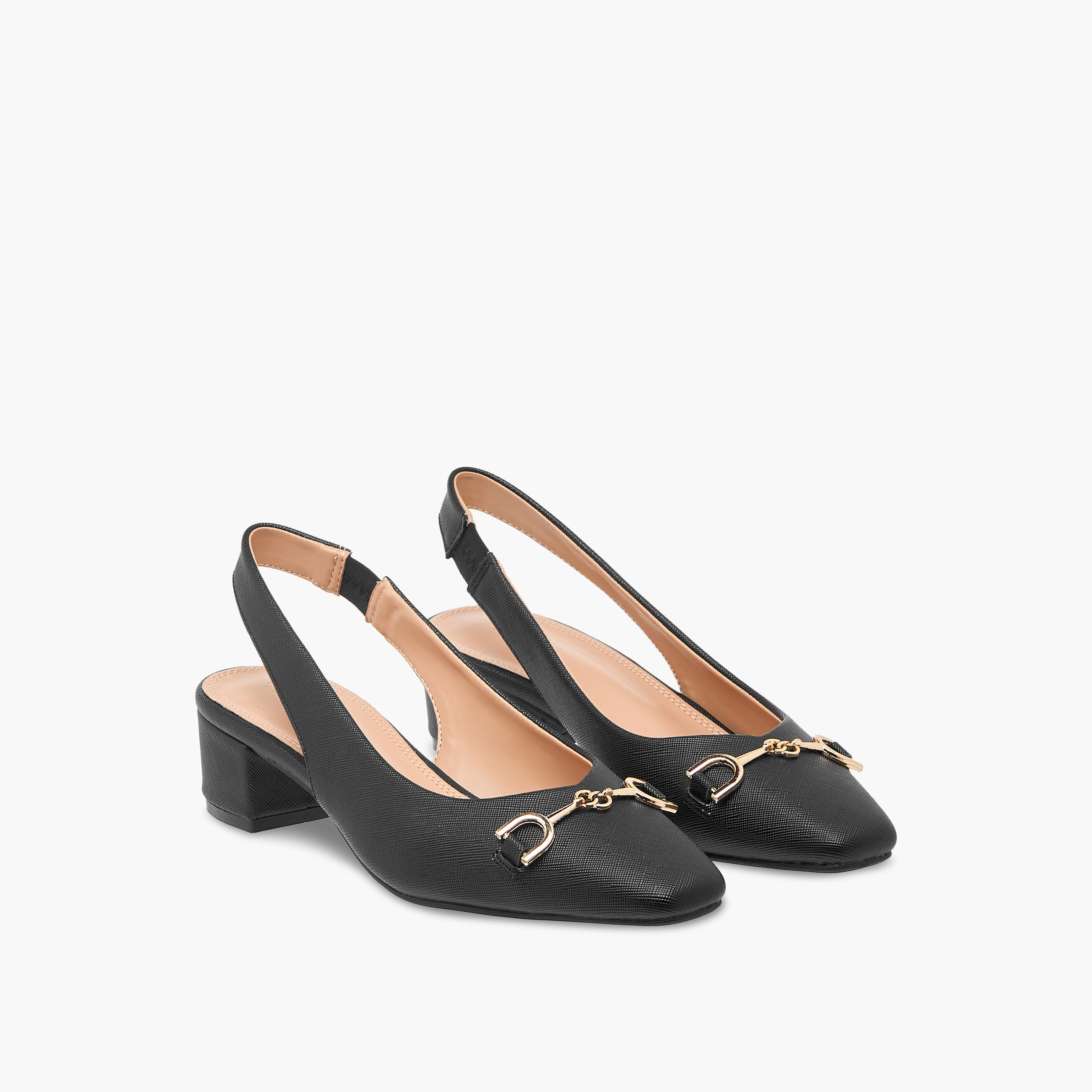 Celeste Women's Solid Slingback Shoes with Block Heels and Metal Accent-women-shoes-heels-image-1