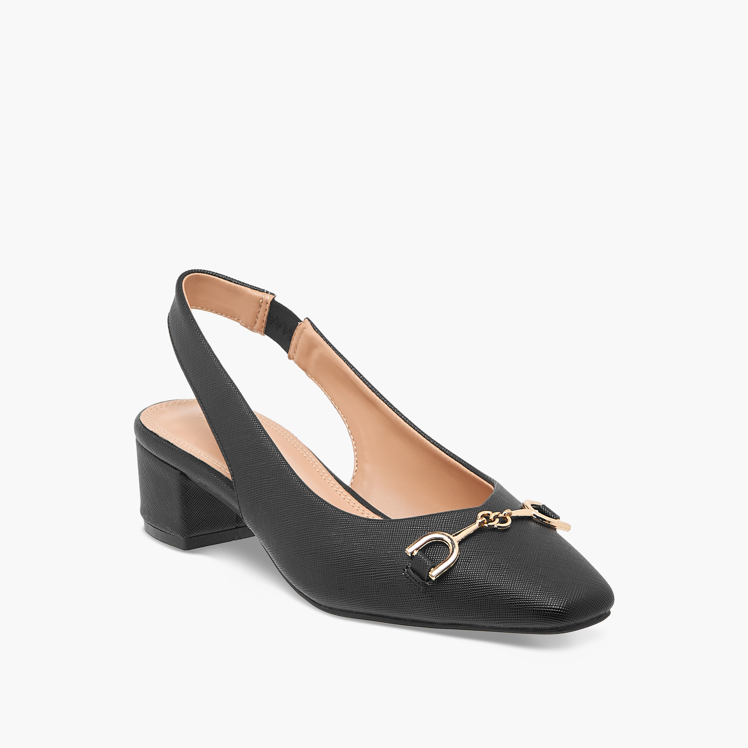 Celeste Women's Solid Slingback Shoes with Block Heels and Metal Accent-women-shoes-heels-image-2