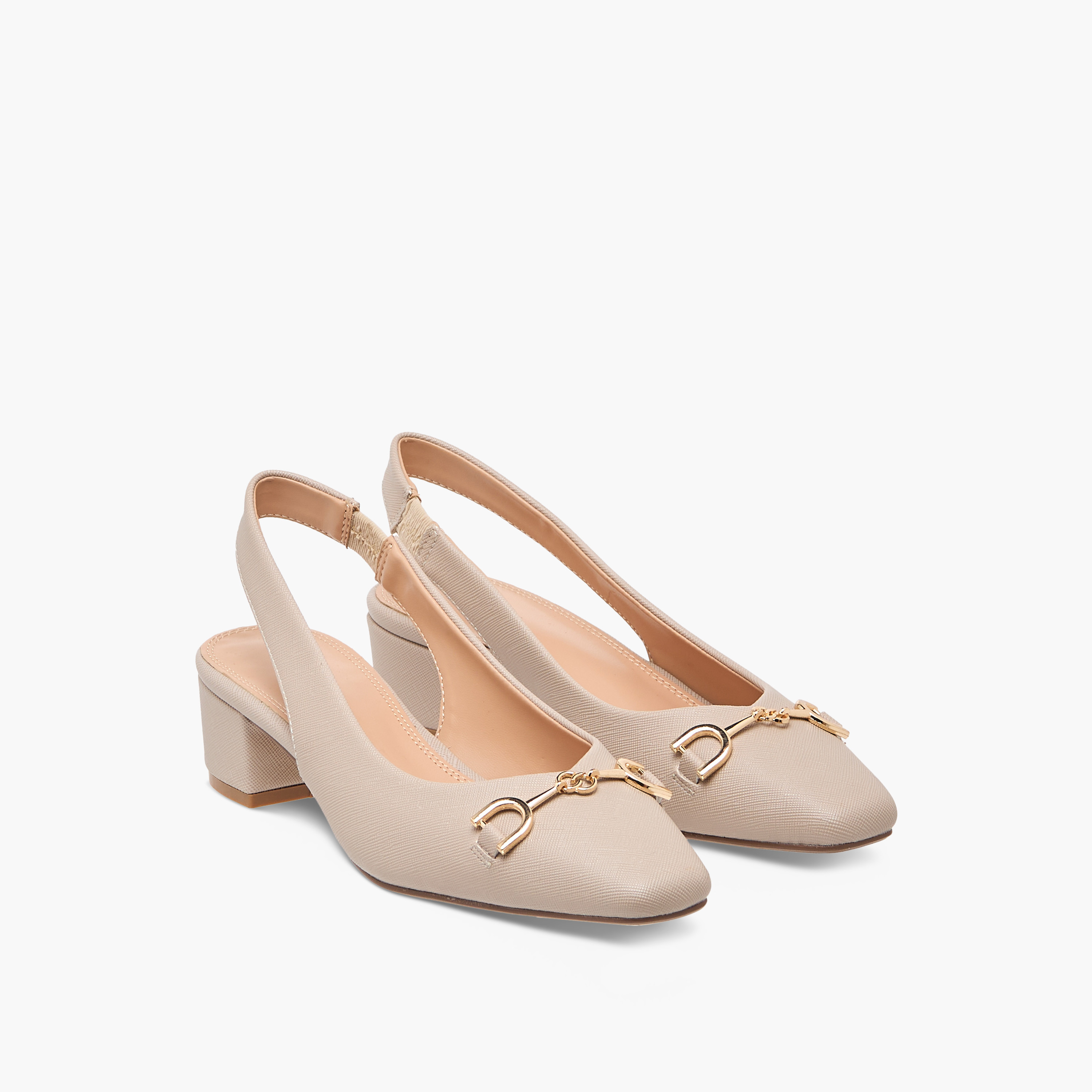 Celeste Women's Solid Slingback Shoes with Block Heels and Metal Accent-women-shoes-heels-image-1