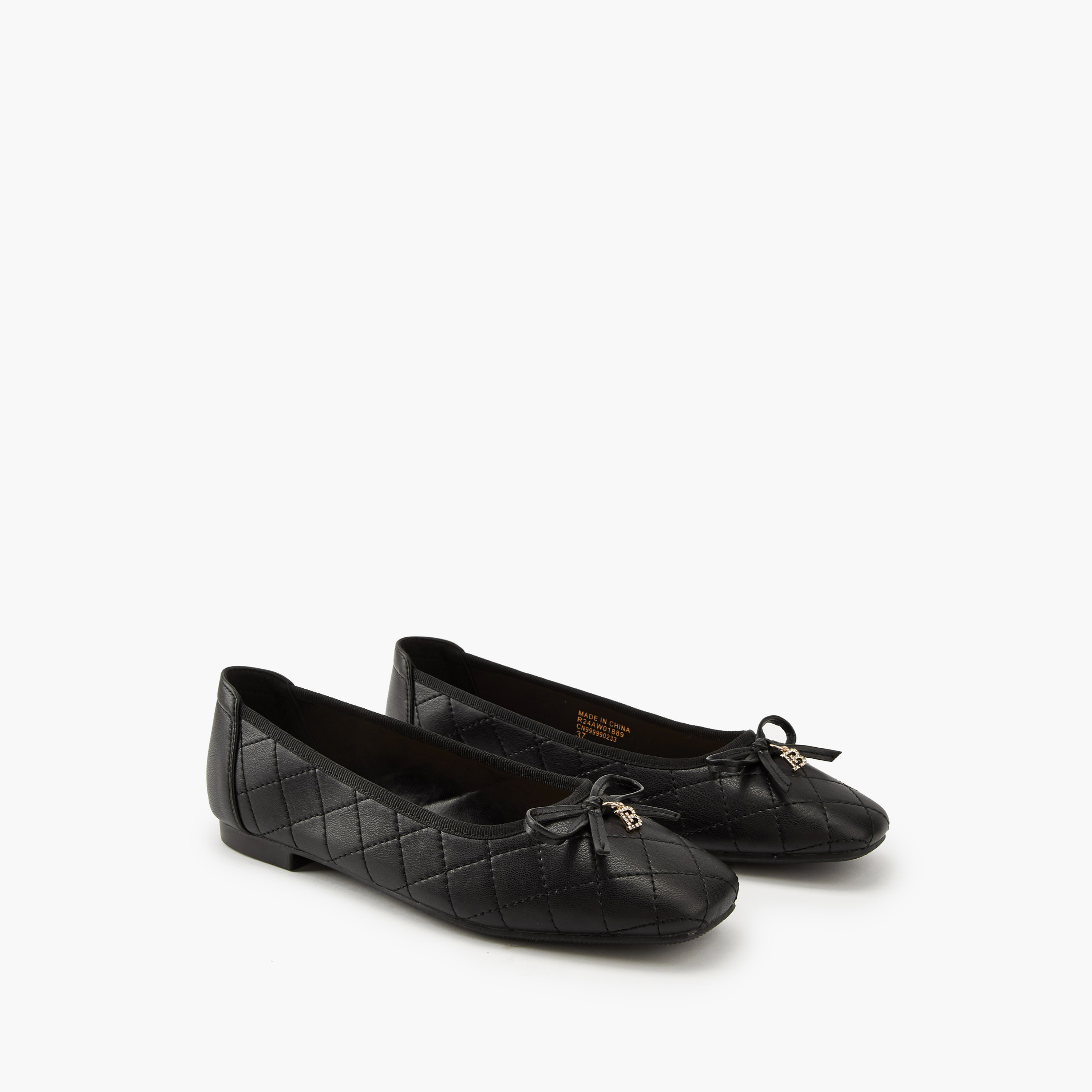 Flora Bella Quilted Ballerina Shoes with Bow Detail-women-shoes-flats-ballerinas-image-1
