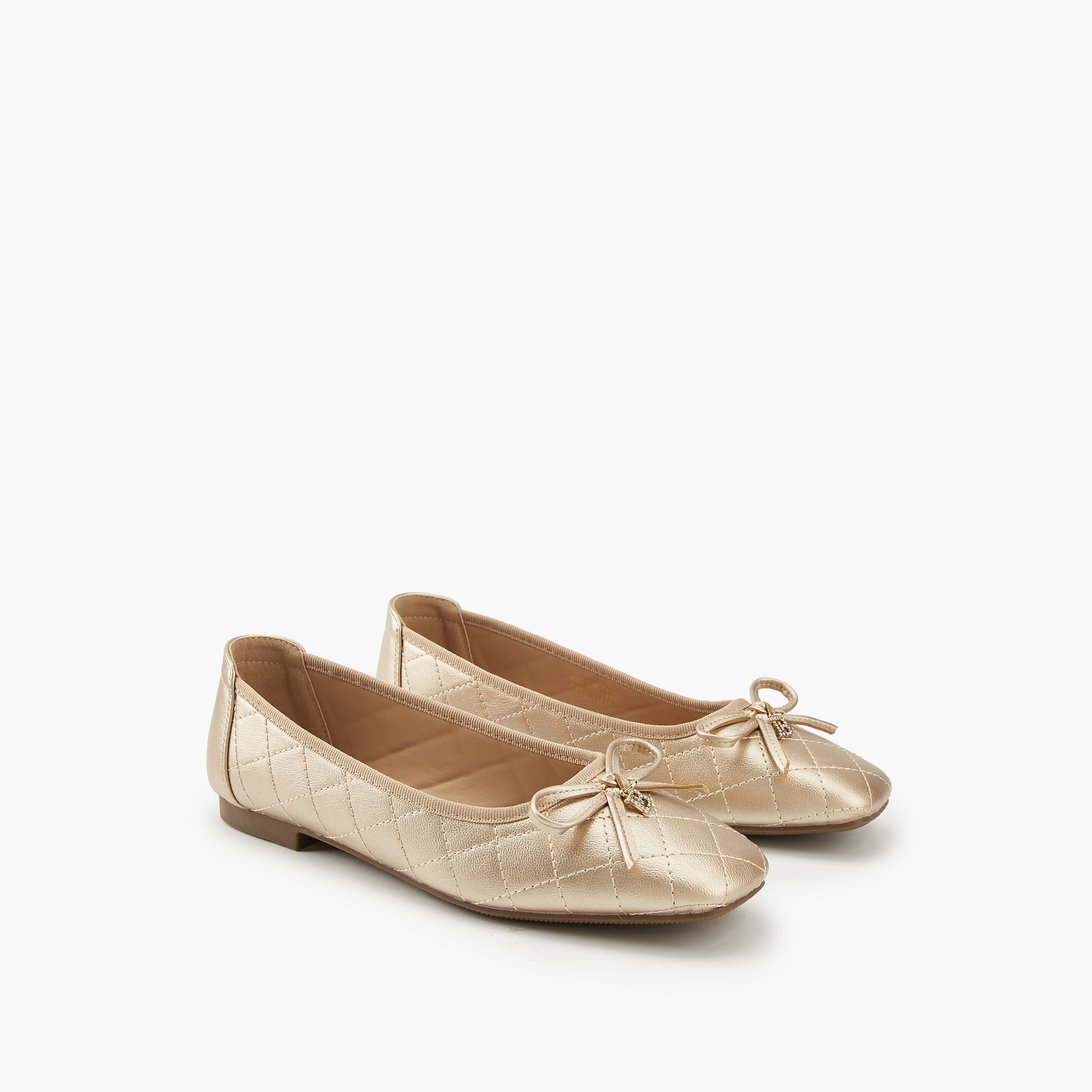 Flora Bella Quilted Ballerina Shoes with Bow Detail-women-shoes-flats-ballerinas-image-1