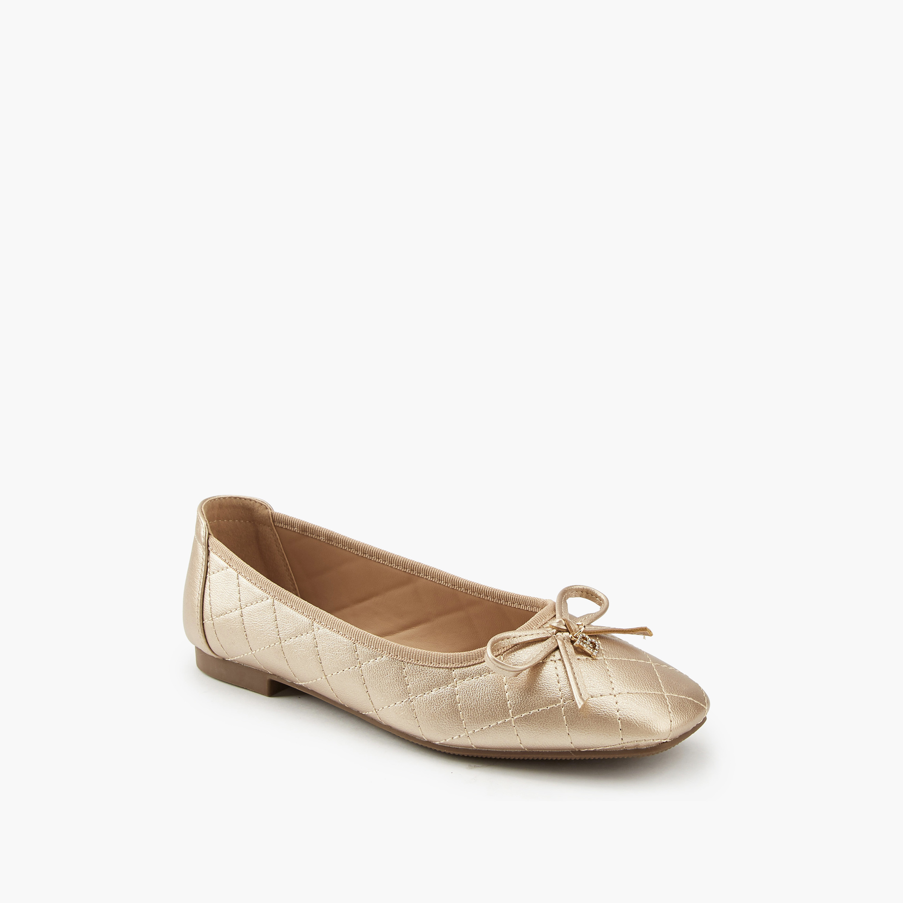 Flora Bella Quilted Ballerina Shoes with Bow Detail-women-shoes-flats-ballerinas-image-3