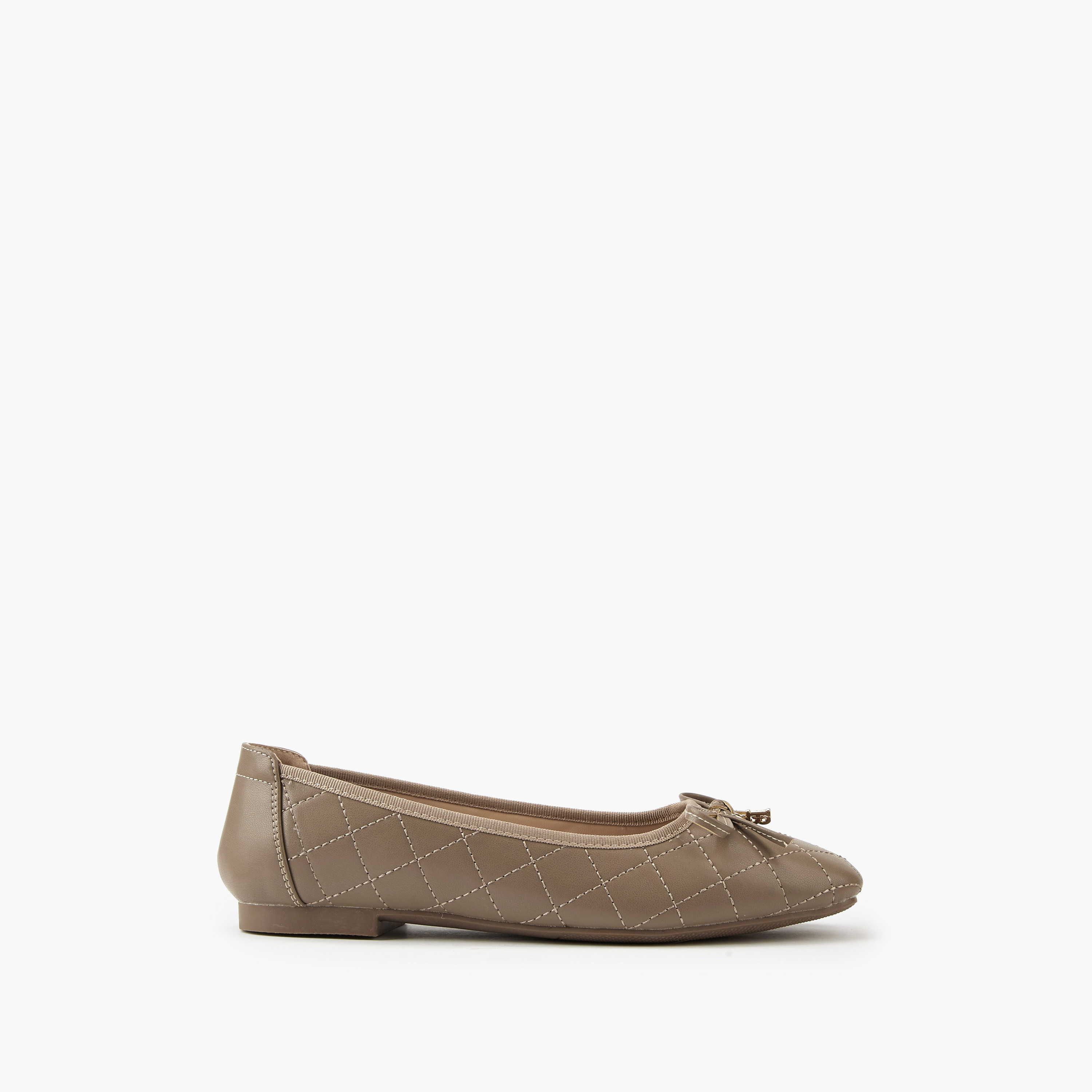 Flora Bella Quilted Ballerina Shoes with Bow Detail-women-shoes-flats-ballerinas-image-2