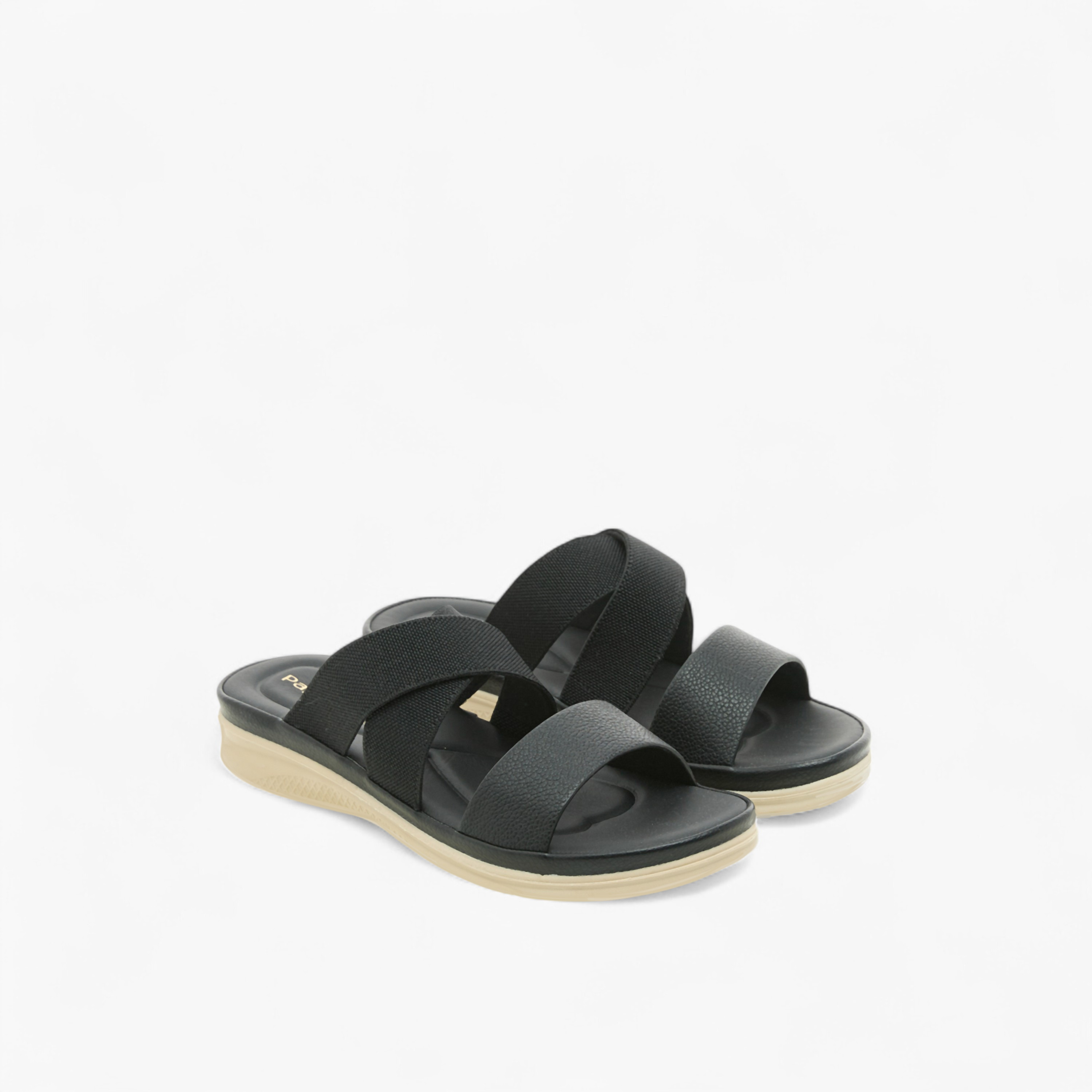 Paprika Textured Slip-On Cross Strap Sandals with Flat Heels-women-shoes-flats-sandals-image-1