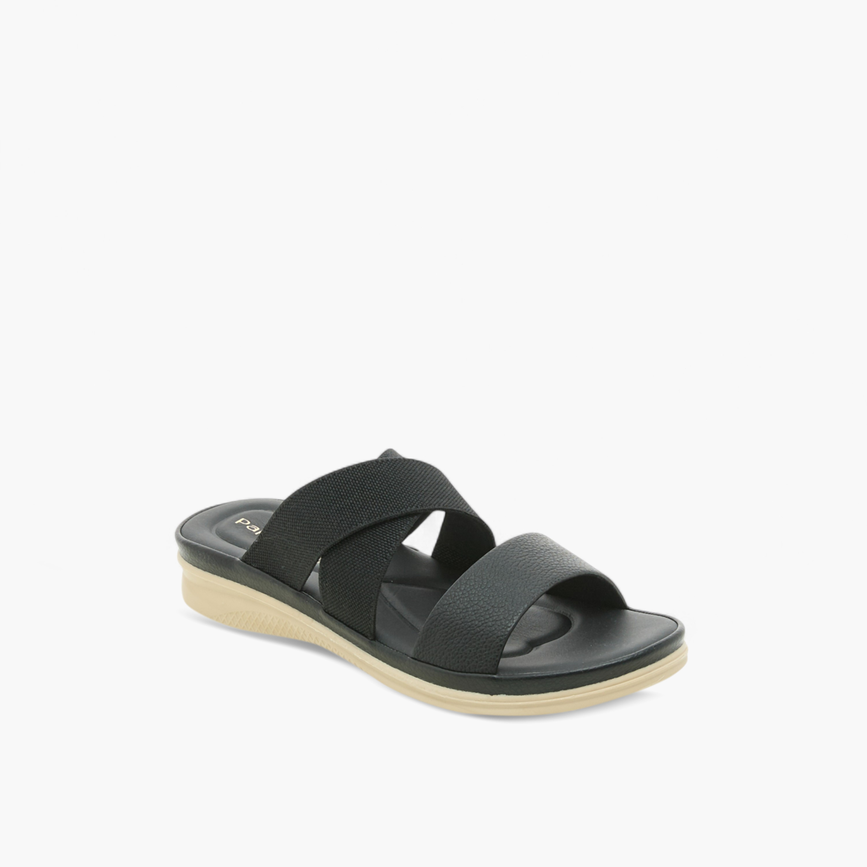 Paprika Textured Slip-On Cross Strap Sandals with Flat Heels-women-shoes-flats-sandals-image-2