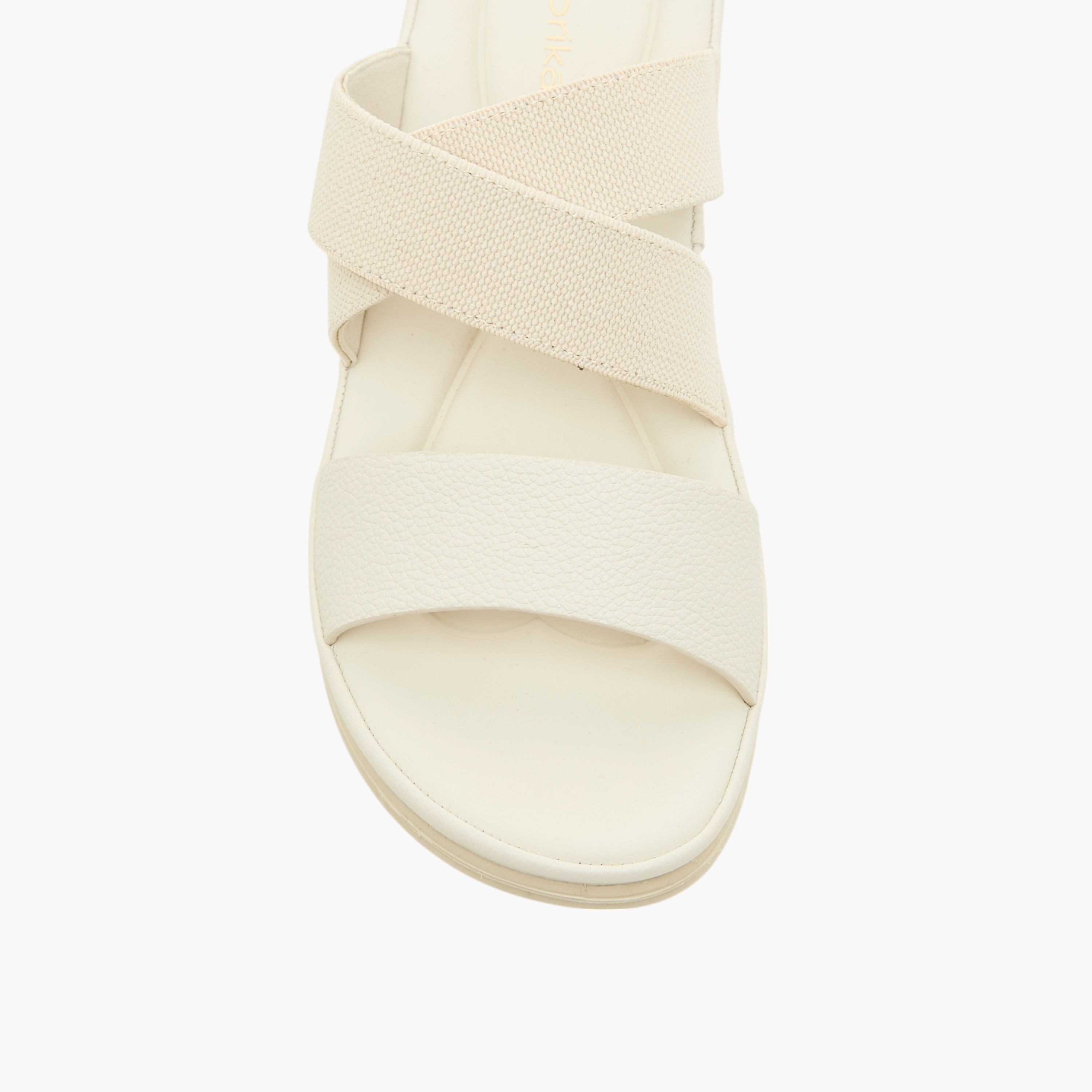 Paprika Textured Slip-On Cross Strap Sandals with Flat Heels-women-shoes-flats-sandals-image-4