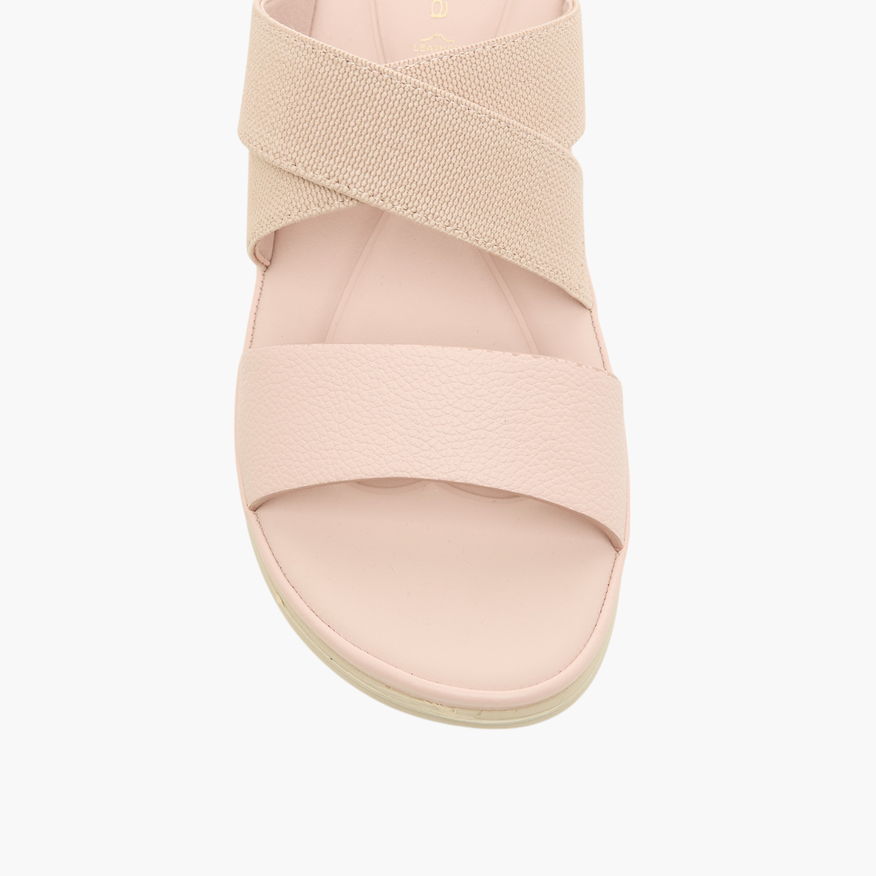 Paprika Textured Slip-On Cross Strap Sandals with Flat Heels-women-shoes-flats-sandals-image-4
