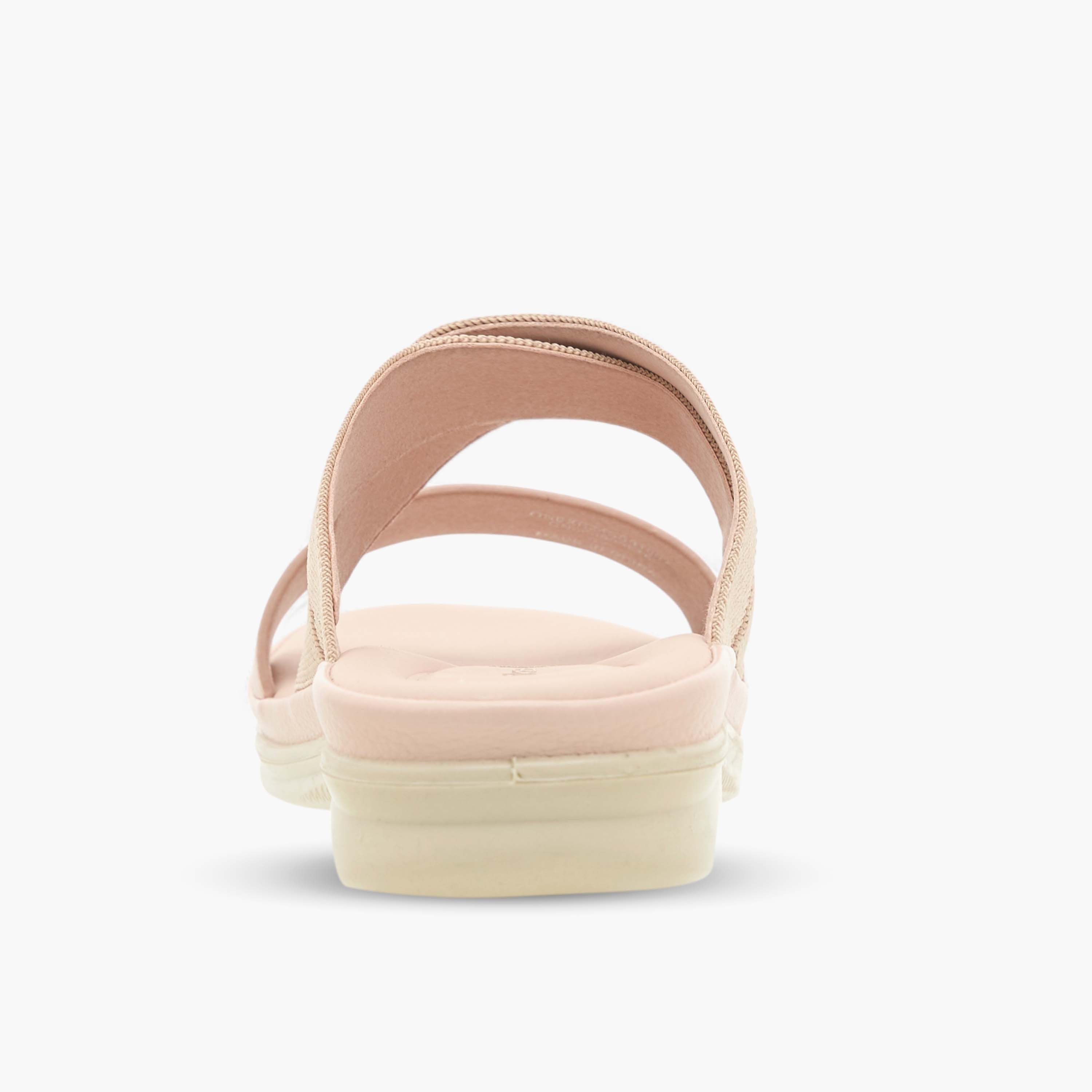 Paprika Textured Slip-On Cross Strap Sandals with Flat Heels-women-shoes-flats-sandals-image-5