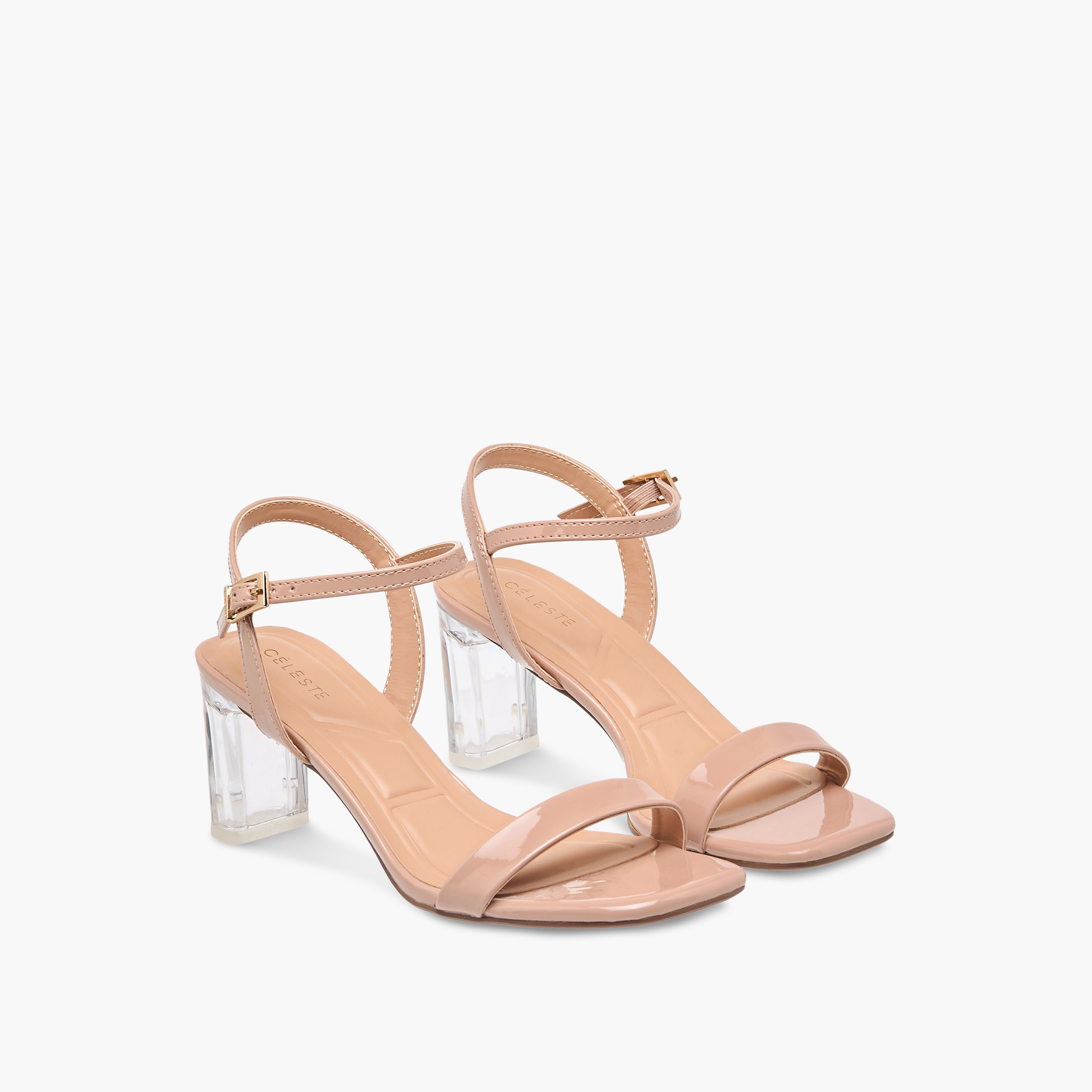 Celeste Women's Solid Sandals with Block Heels and Buckle Closure-women-shoes-sandals-heeled-image-1
