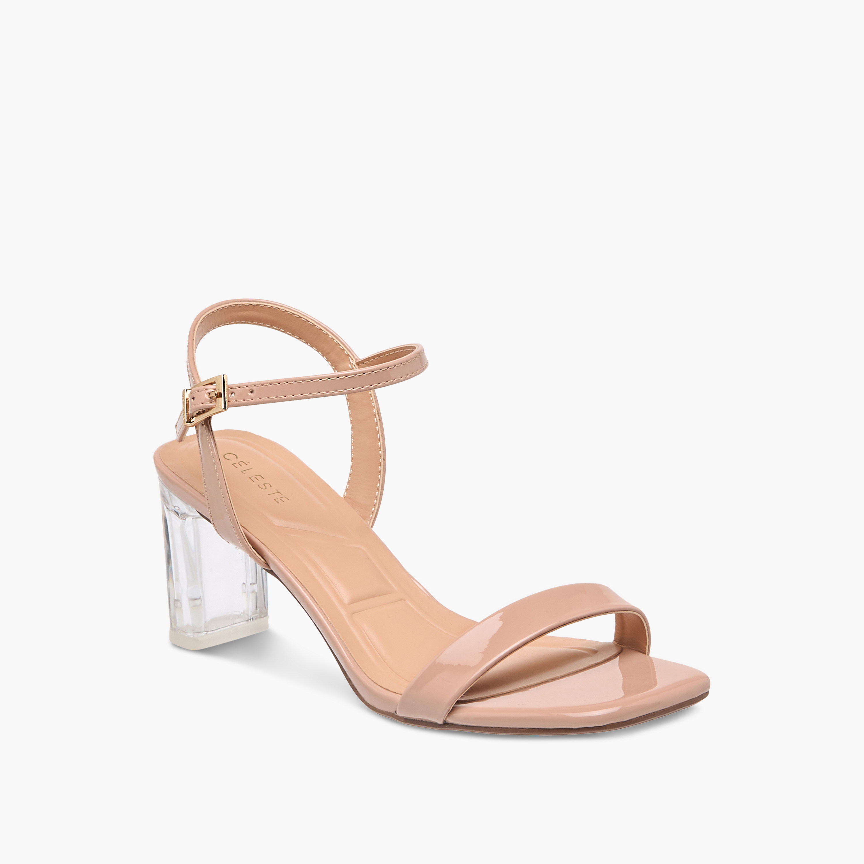 Celeste Women's Solid Sandals with Block Heels and Buckle Closure-women-shoes-sandals-heeled-image-2