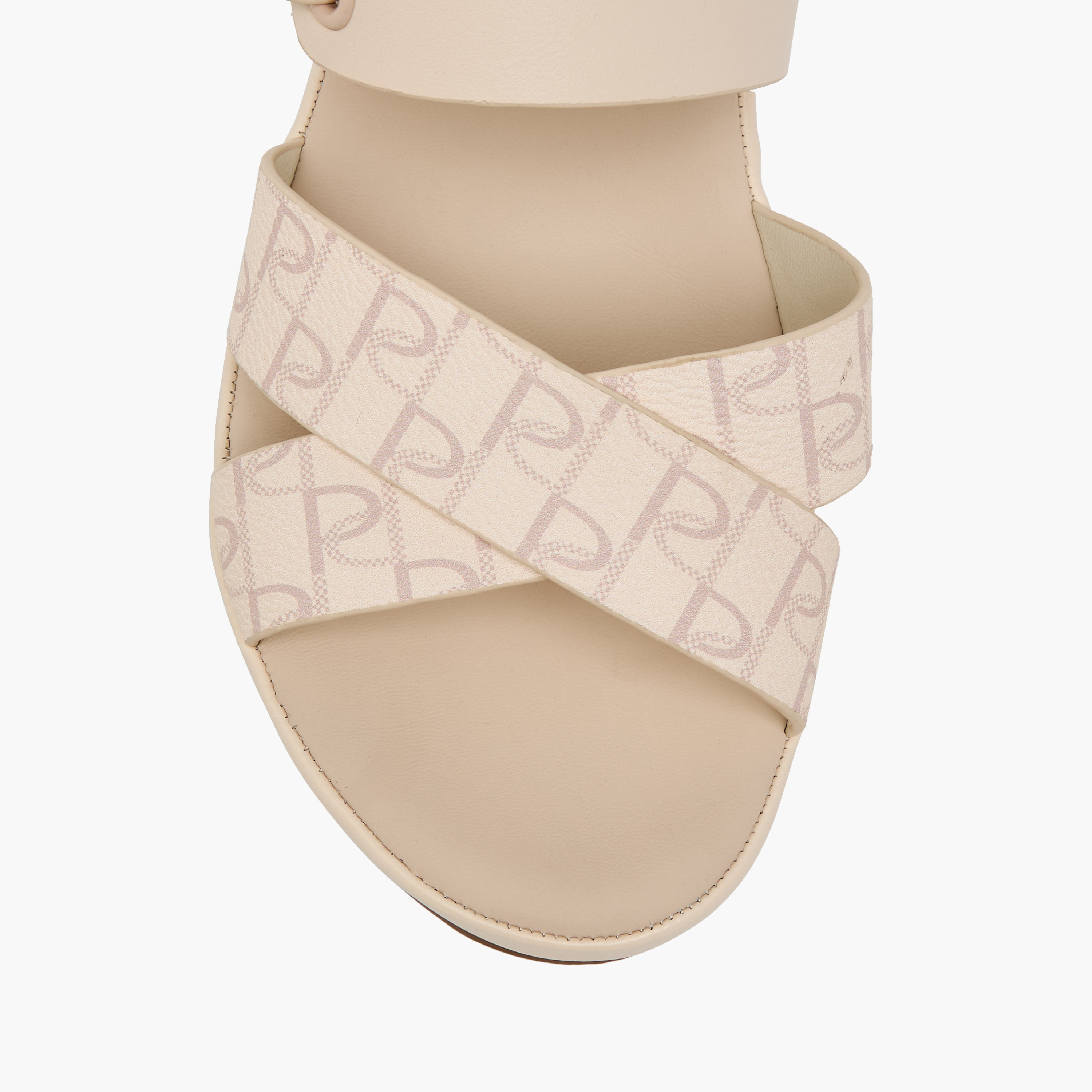 صندل مريح سهل الارتداء بكعب ويدج وطبعات مونوجرام من بابريكا-women-shoes-sandals-heeled-image-4