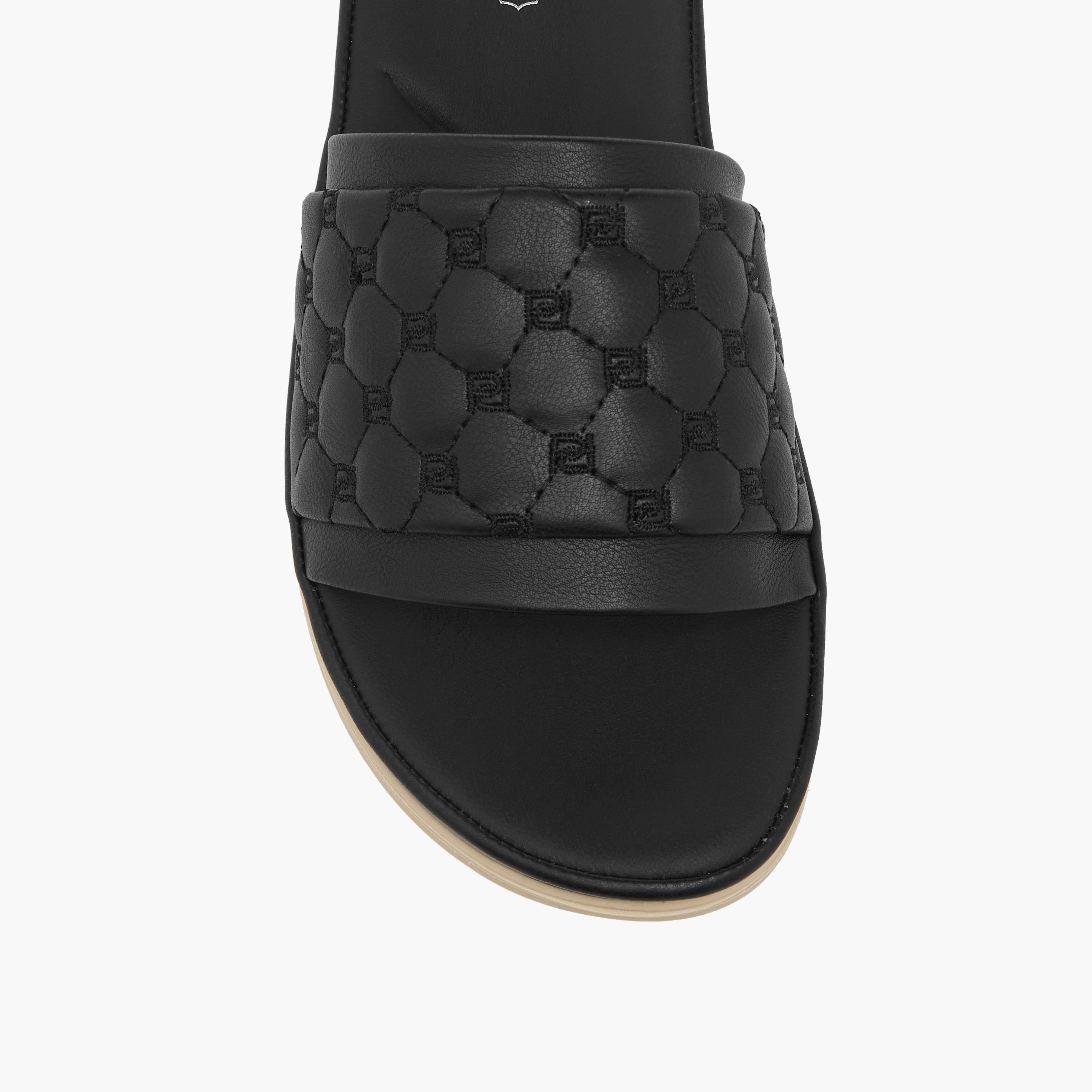 Paprika Monogram Quilted Slip-On Comfort Sandals-women-shoes-flats-sandals-image-4