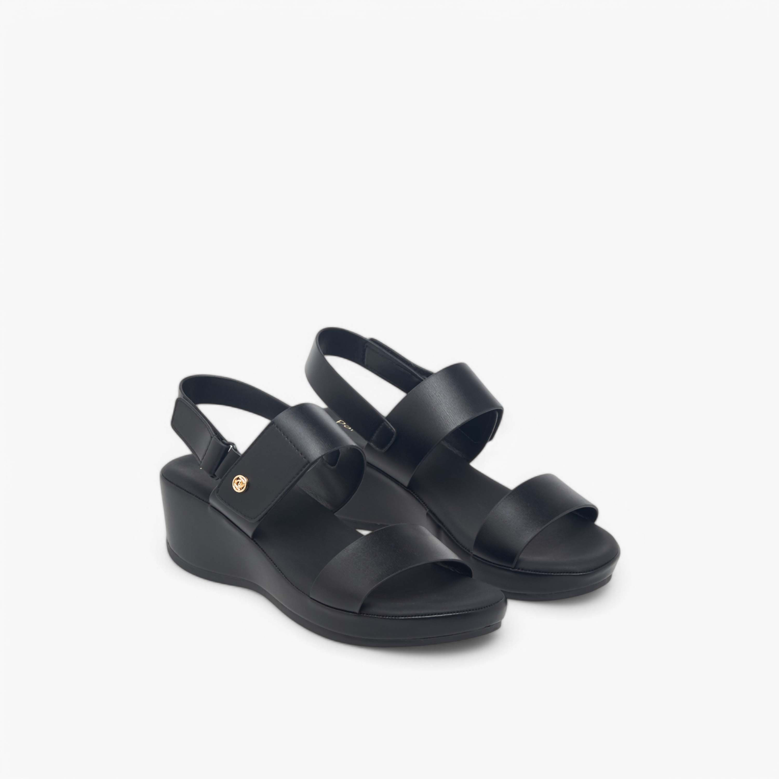 Paprika Solid Wedge Heel Comfort Sandals with Hook and Loop Closure-women-shoes-sandals-heeled-image-1