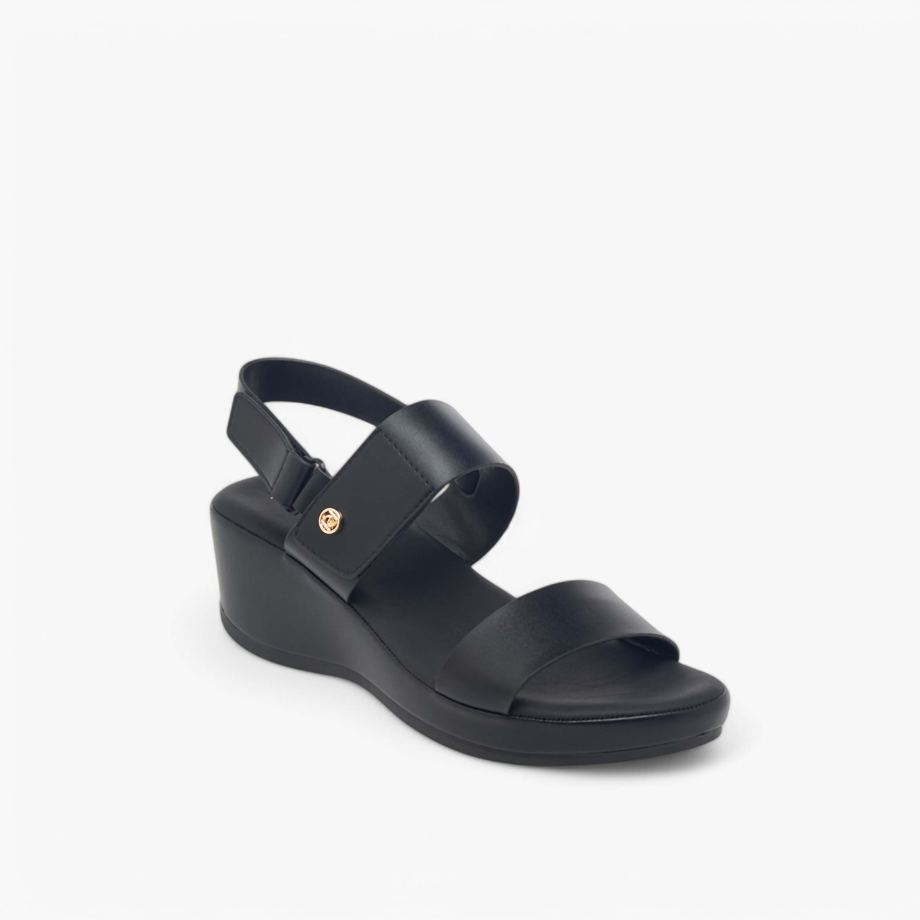 Paprika Solid Wedge Heel Comfort Sandals with Hook and Loop Closure-women-shoes-sandals-heeled-image-2