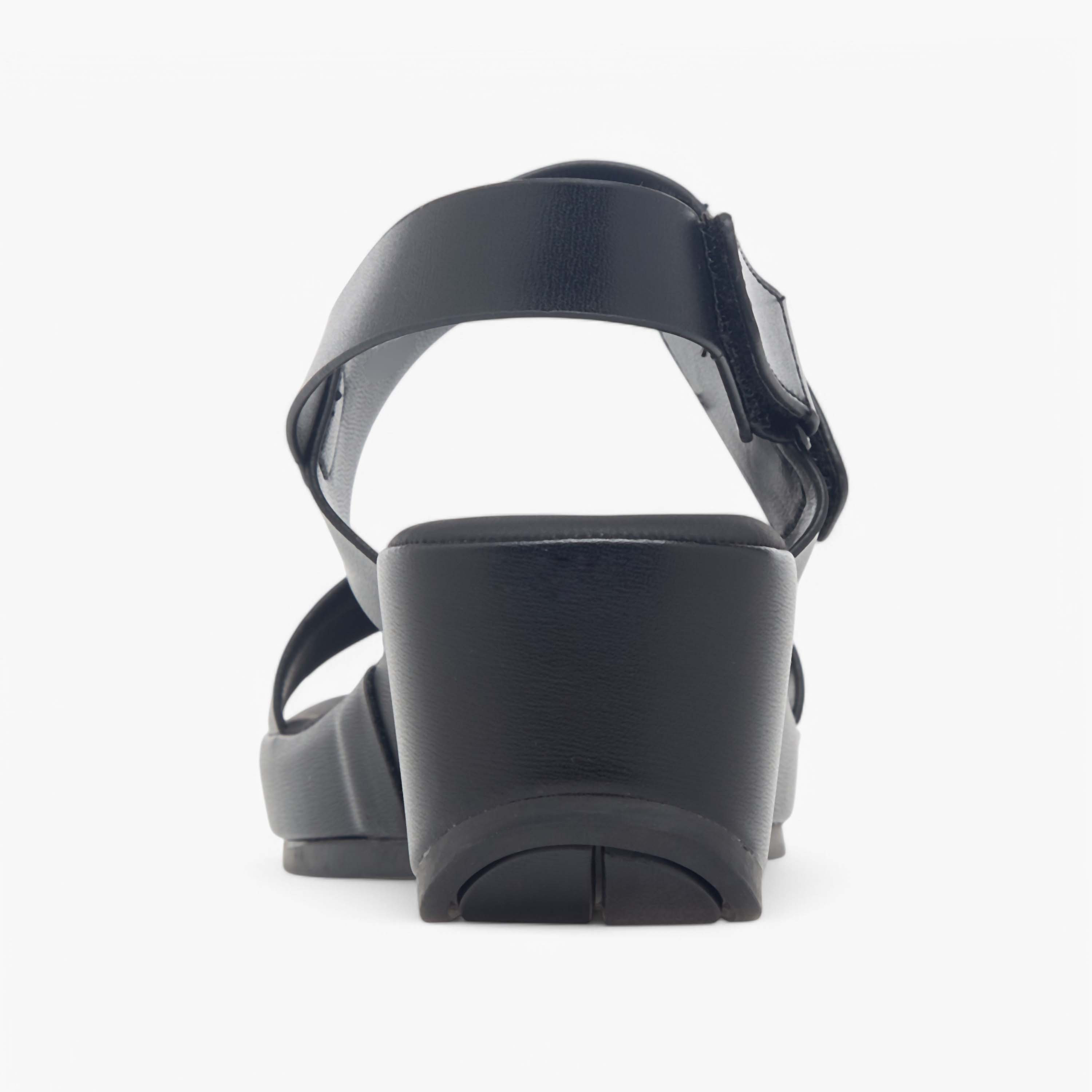 Paprika Solid Wedge Heel Comfort Sandals with Hook and Loop Closure-women-shoes-sandals-heeled-image-5