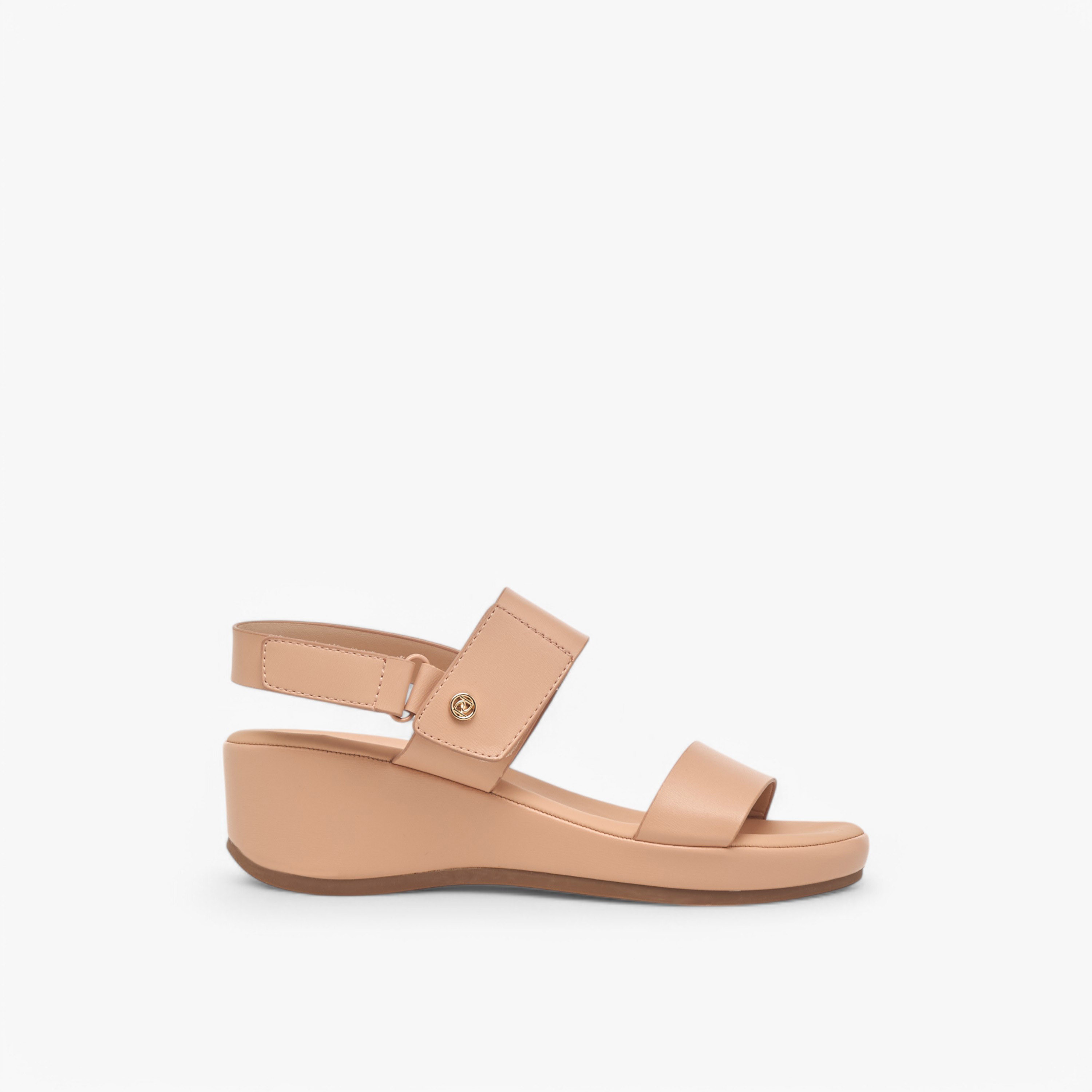 Paprika Solid Wedge Heel Comfort Sandals with Hook and Loop Closure-women-shoes-sandals-heeled-image-3