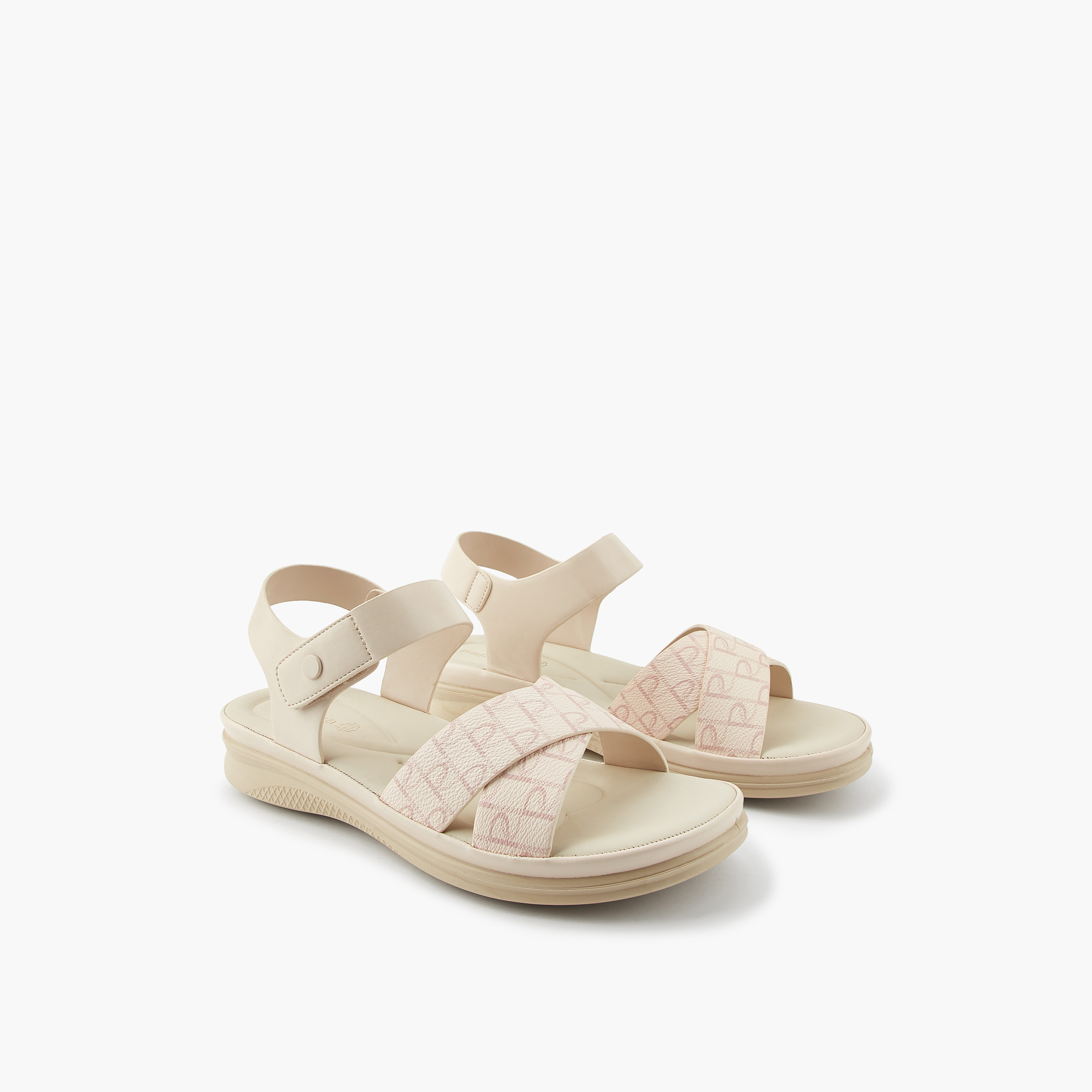 Paprika Women's Monogram Print Cross Strap Sandals-women-shoes-sandals-heeled-image-1