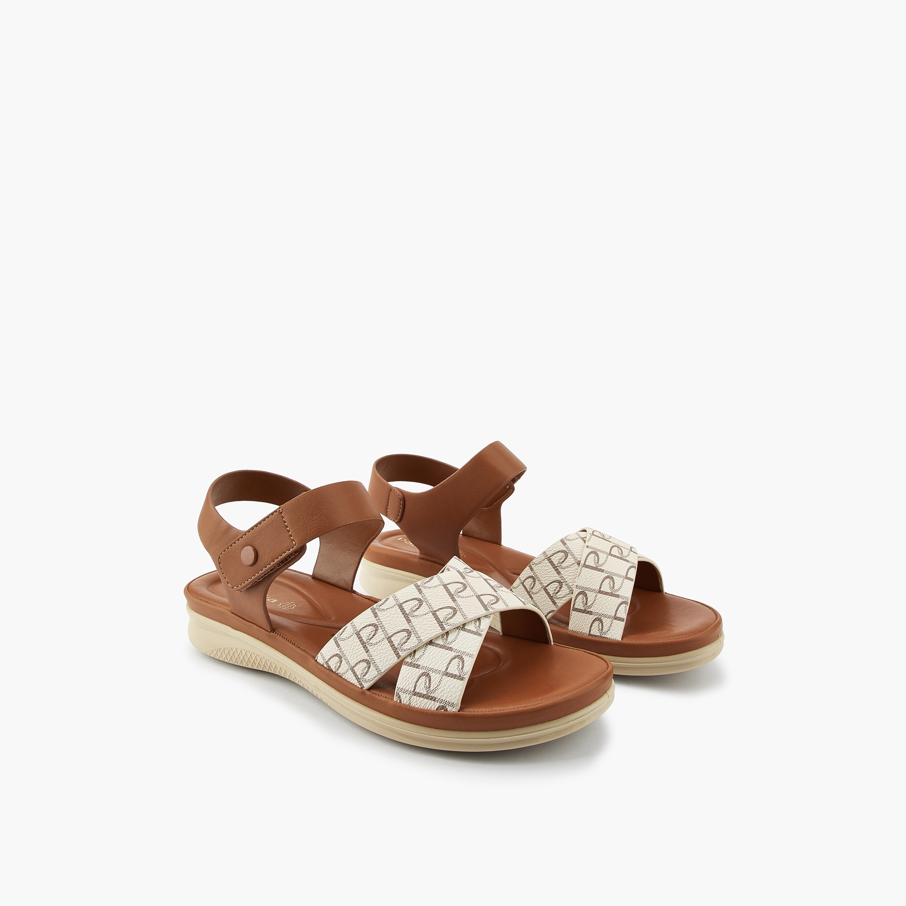 Paprika Women's Monogram Print Cross Strap Sandals-women-shoes-sandals-heeled-image-1