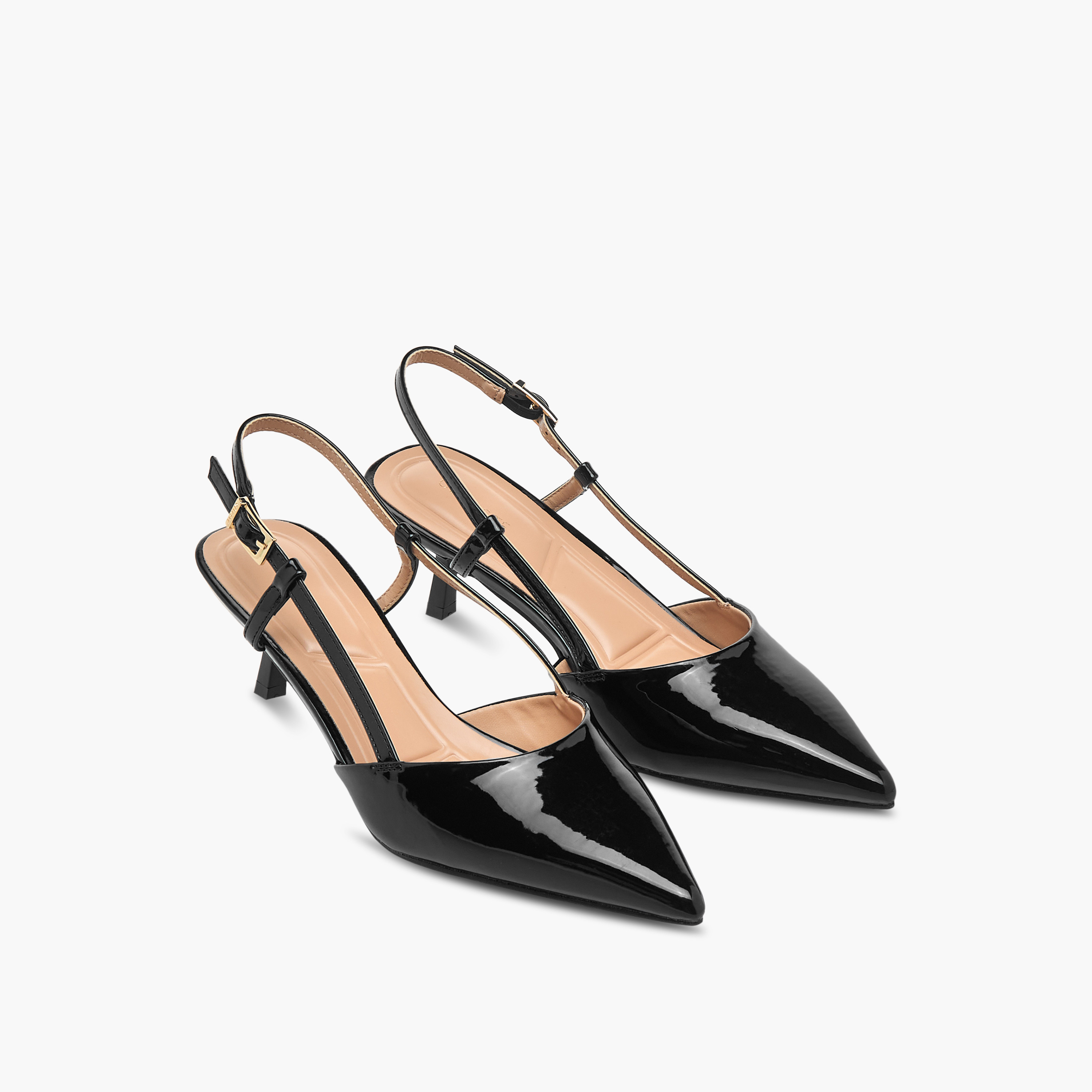 حذاء بمقدمة مدببة وحزام خلفي وكعب صغير مع إبزيم إغلاق للنساء من سيليست-women-shoes-heels-image-1