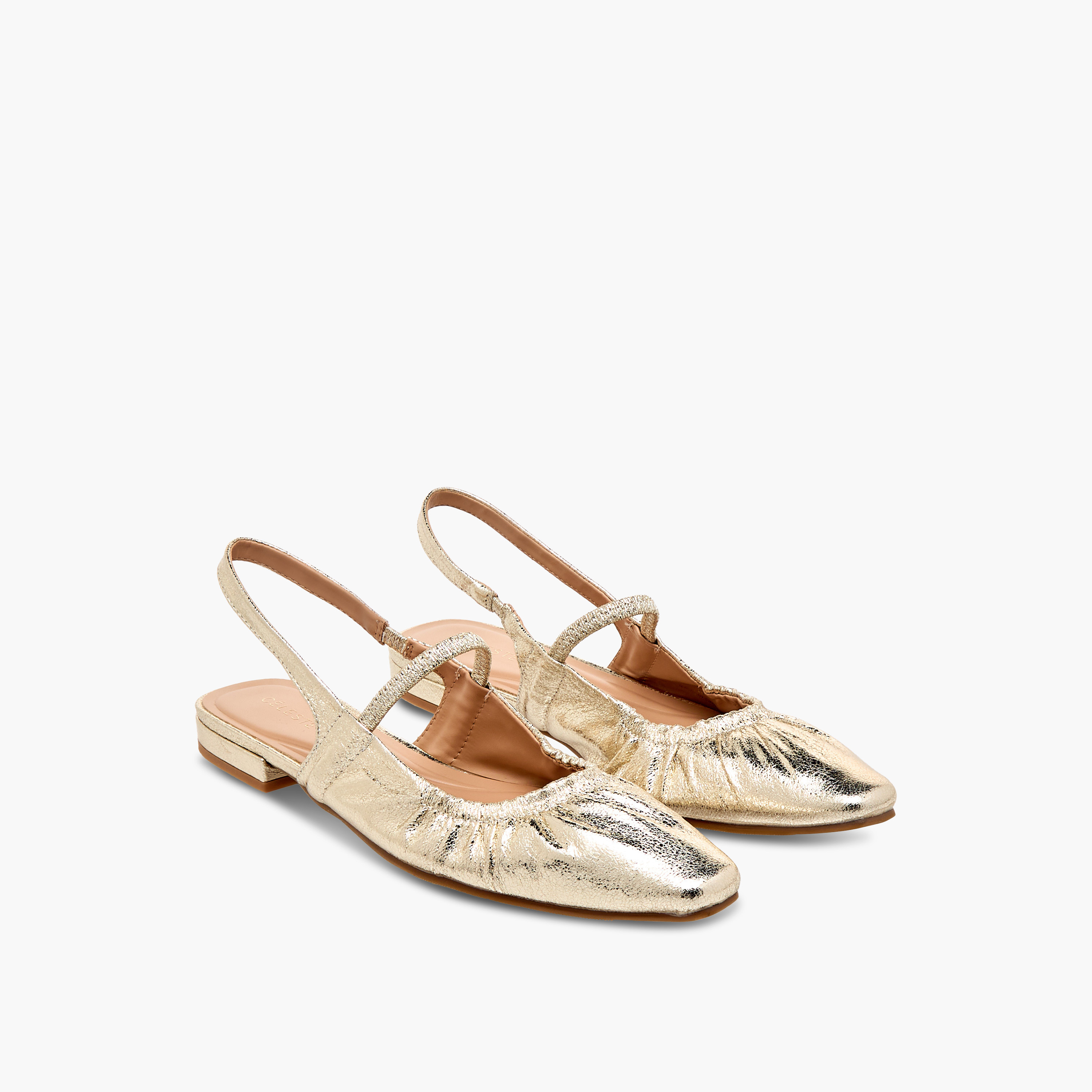 صندل بارز الملمس بحزام خلفي وحزام مطاطي للنساء من سيليست-women-shoes-ballerinas-image-1