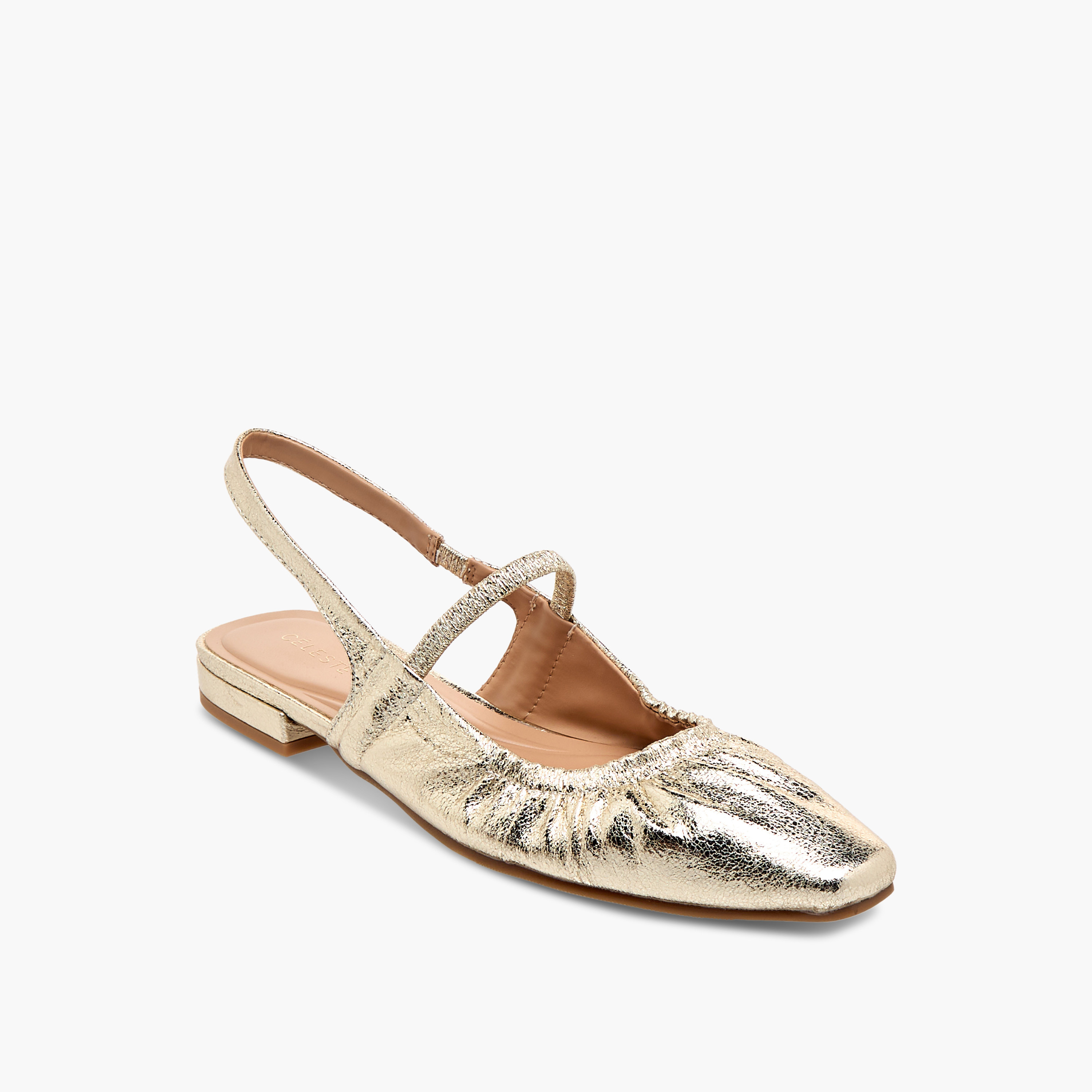 صندل بارز الملمس بحزام خلفي وحزام مطاطي للنساء من سيليست-women-shoes-ballerinas-image-2