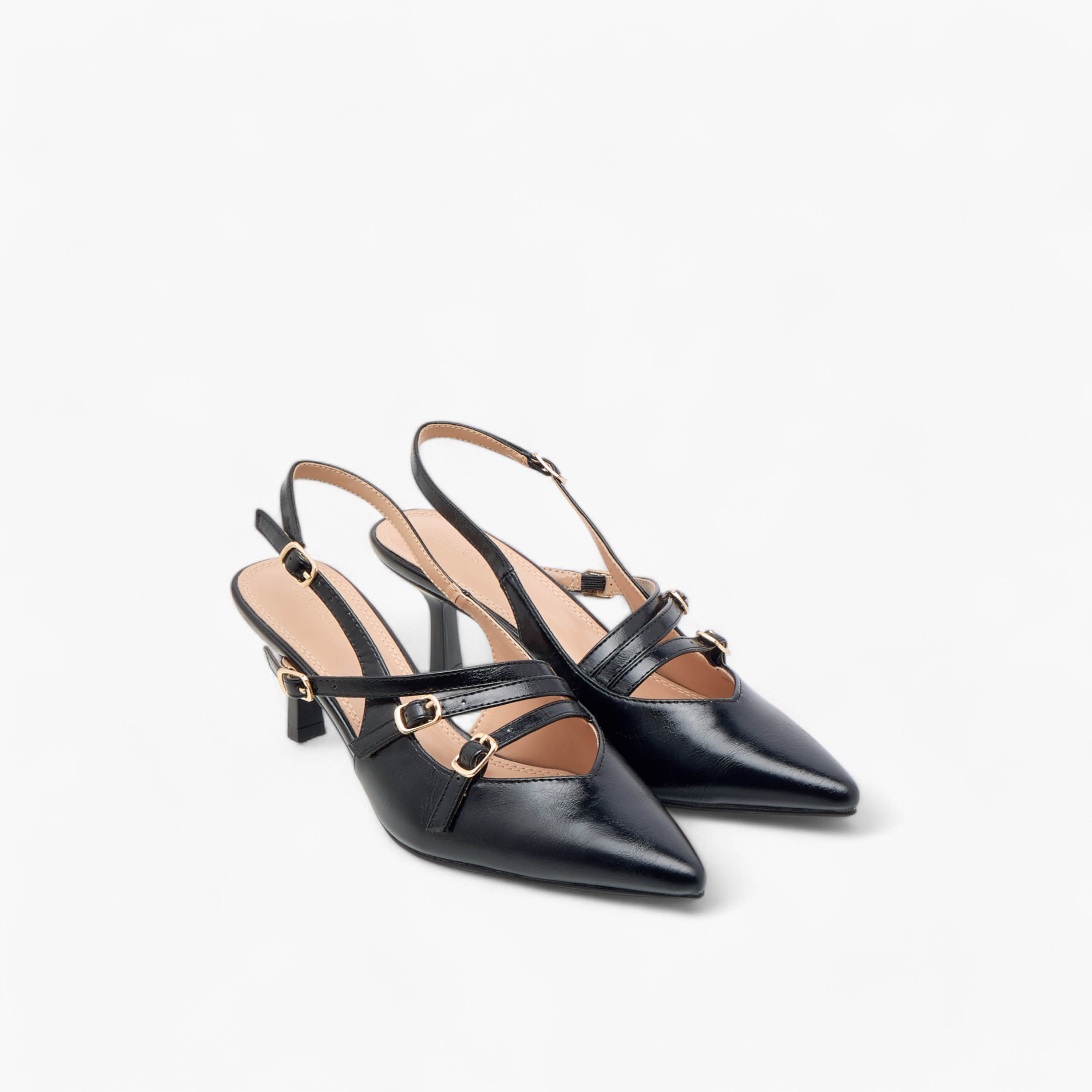 حذاء بمقدمة مدببة وكعب صغير وإبزيم إغلاق بدبوس للنساء من سيليست-women-shoes-heels-image-1