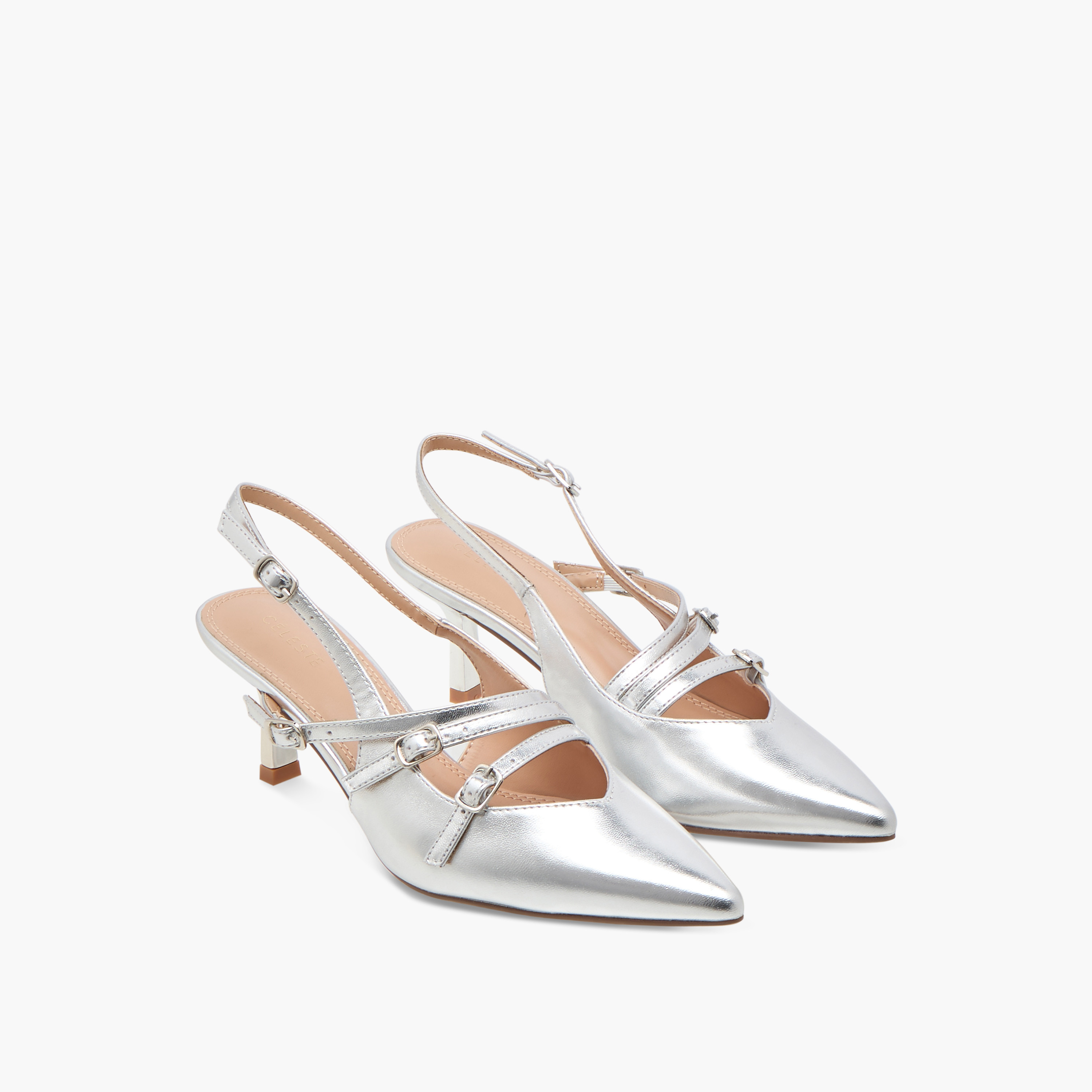 حذاء بمقدمة مدببة وكعب صغير وإبزيم إغلاق بدبوس للنساء من سيليست-women-shoes-heels-image-1