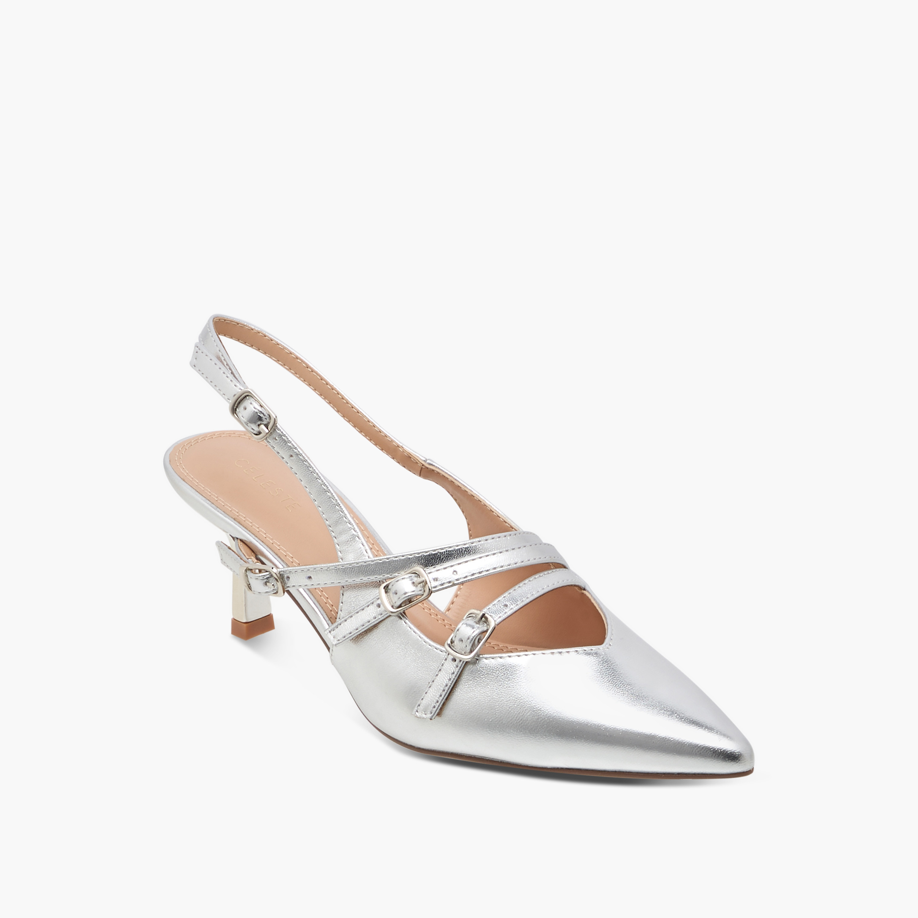 حذاء بمقدمة مدببة وكعب صغير وإبزيم إغلاق بدبوس للنساء من سيليست-women-shoes-heels-image-2