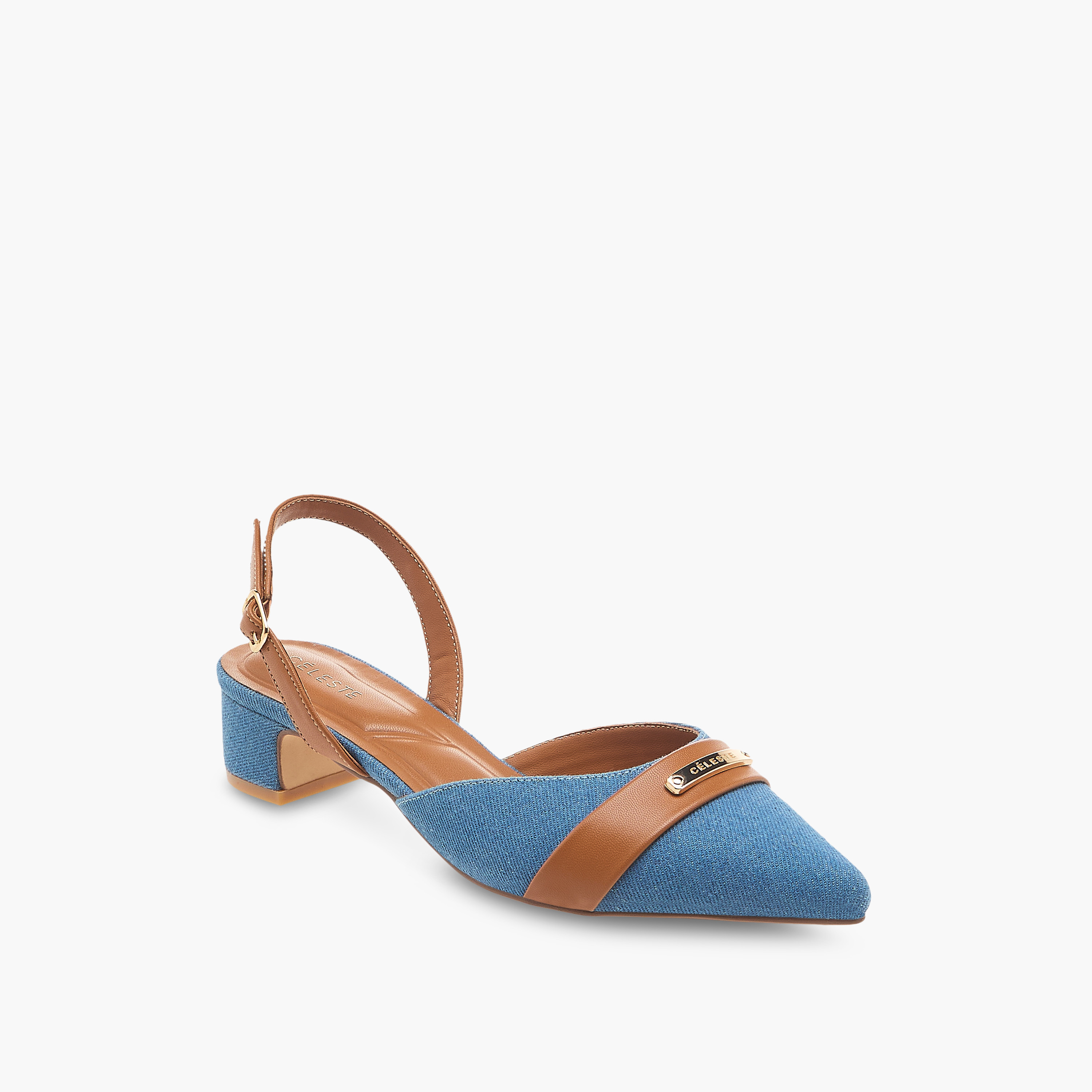 Celeste Women's Pointed Toe Block Heeled Shoes with Buckle Closure-women-shoes-sandals-heeled-image-2