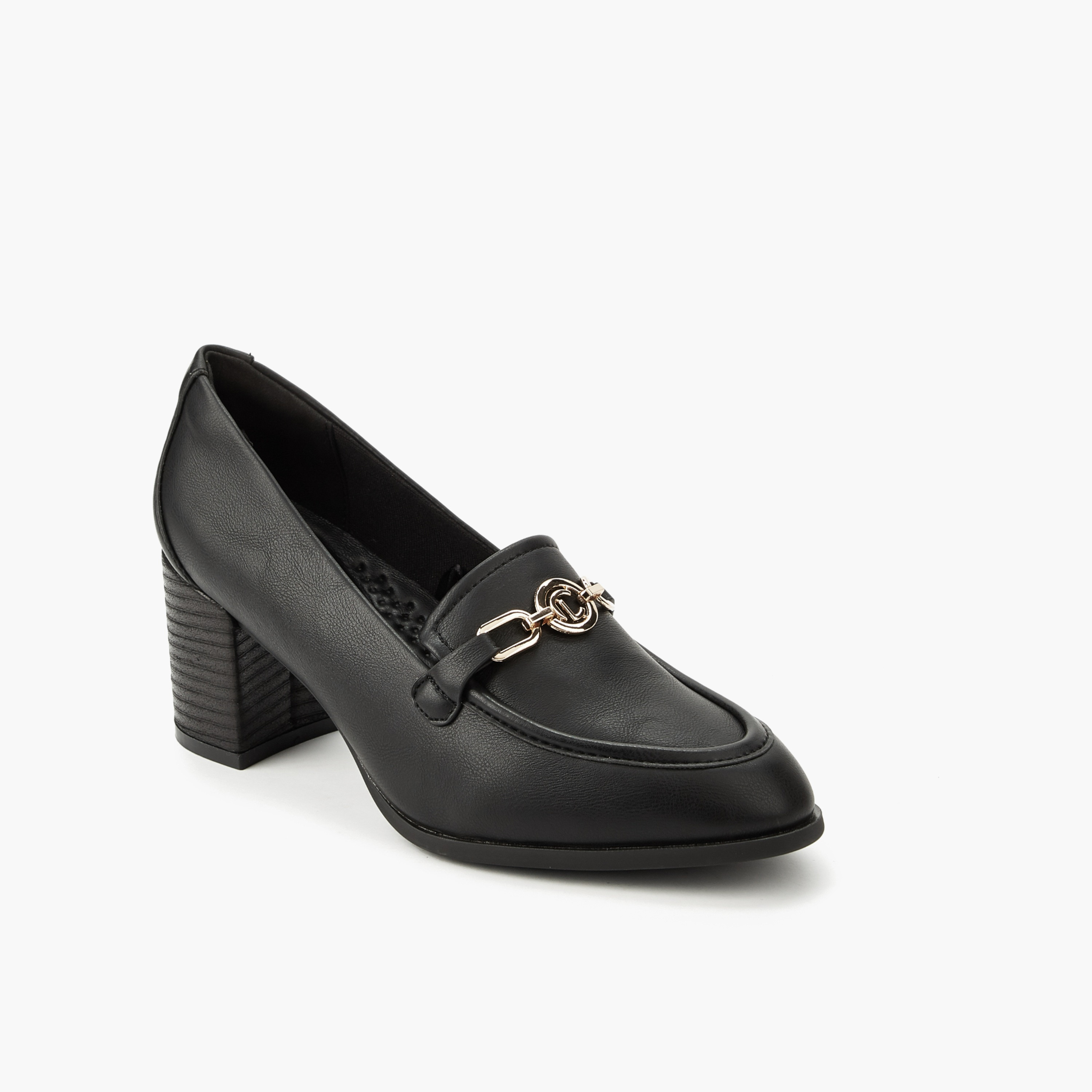 Le Confort Women Chain Accent Block Heel Loafers-women-shoes-loafersandmoccasins-image-2