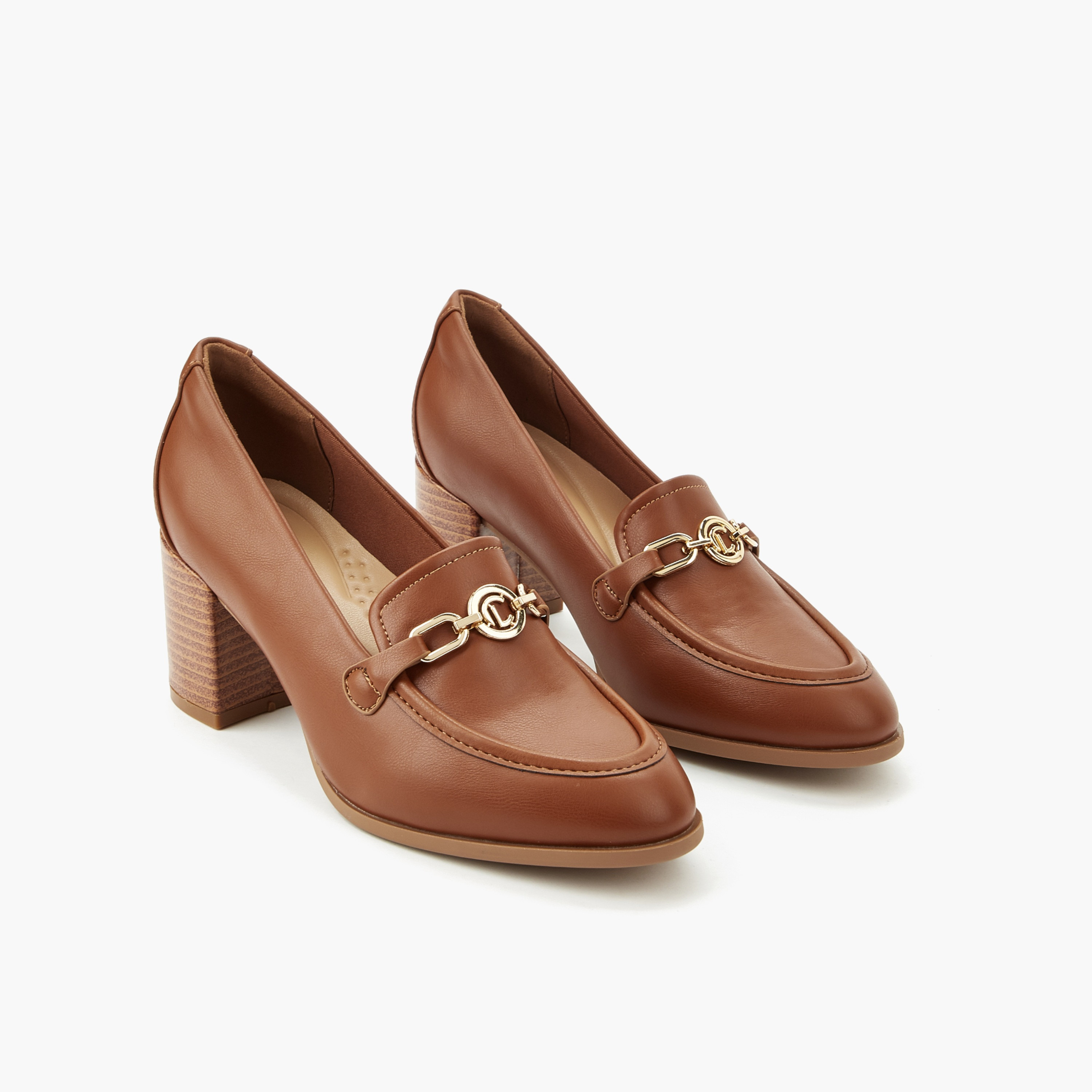 Le Confort Women Chain Accent Block Heel Loafers-women-shoes-loafersandmoccasins-image-1